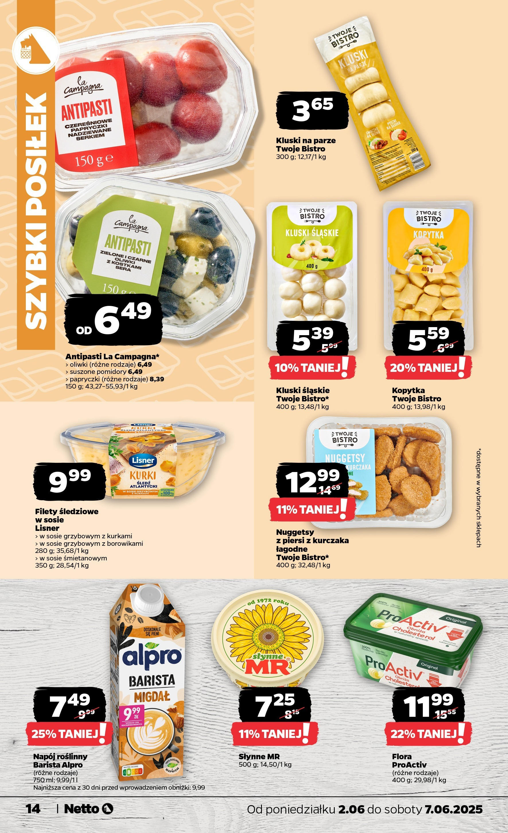 Netto gazetka - Spożywcza od 02.06.2025 - Aktualne promocje | Strona: 14 | Produkty: Piersi, Alpro, Kluski śląskie, Kopytka