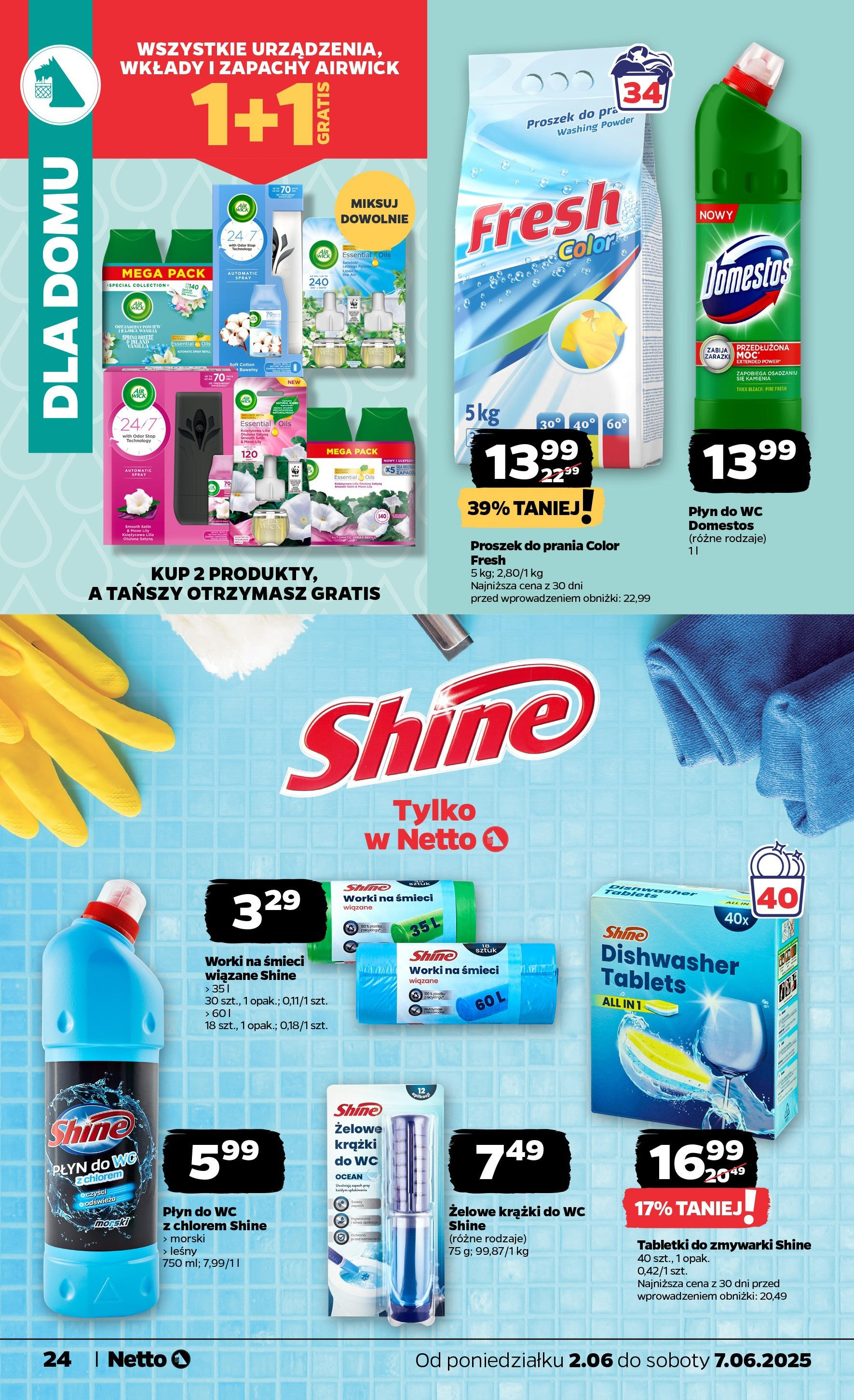 Netto gazetka - Spożywcza od 02.06.2025 - Aktualne promocje | Strona: 24 | Produkty: Cleaner, Domestos, Płyn do WC Domestos, Tabletki do zmywarki
