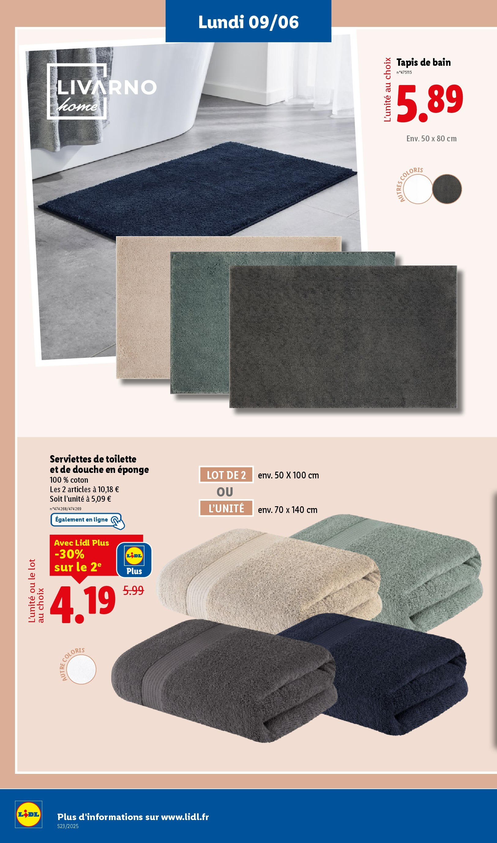 Catalogue LIDL du 04/06/2025 | Promo prospectus en ligne | Page: 50 | Produits: Tapis de bain, Eponge, Douche, Tapis