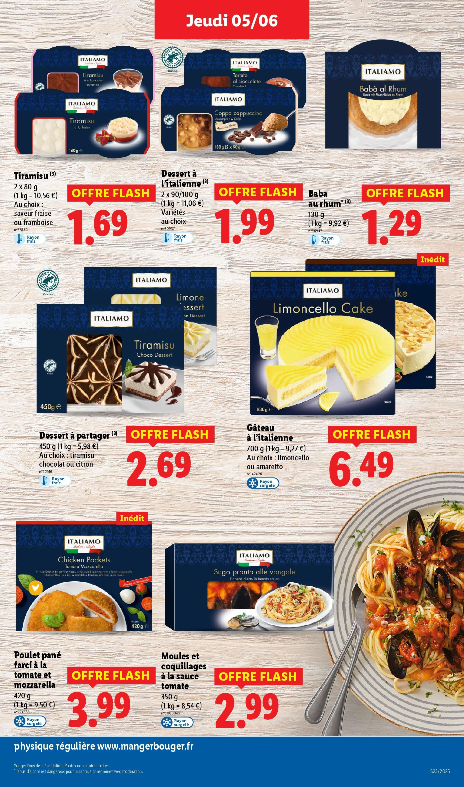 Catalogue LIDL du 04/06/2025 | Promo prospectus en ligne | Page: 23 | Produits: Amaretto, Mozzarella, Rhum, Limoncello