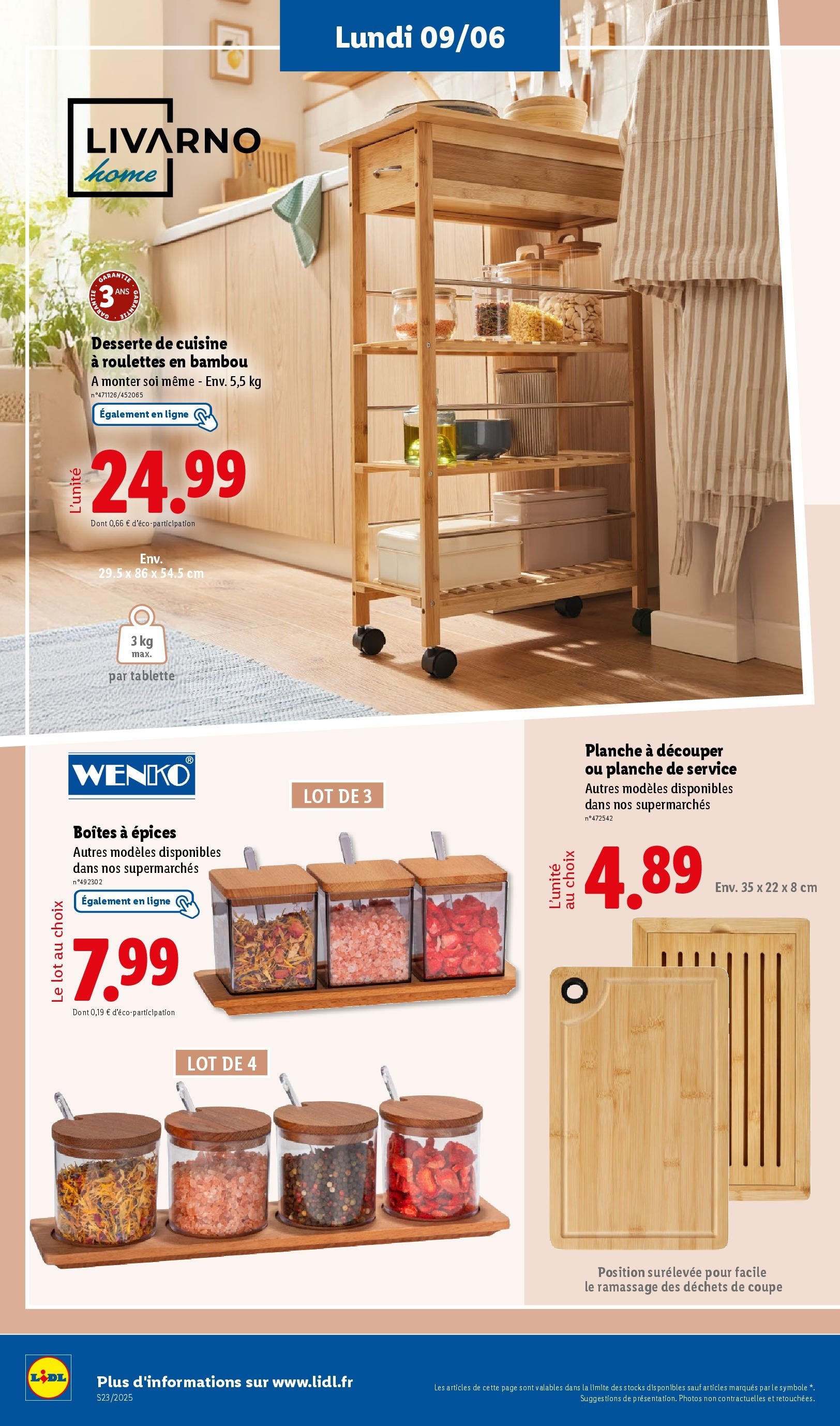Catalogue LIDL du 04/06/2025 | Promo prospectus en ligne | Page: 54 | Produits: Tablette, Planche à découper, Desserte de cuisine