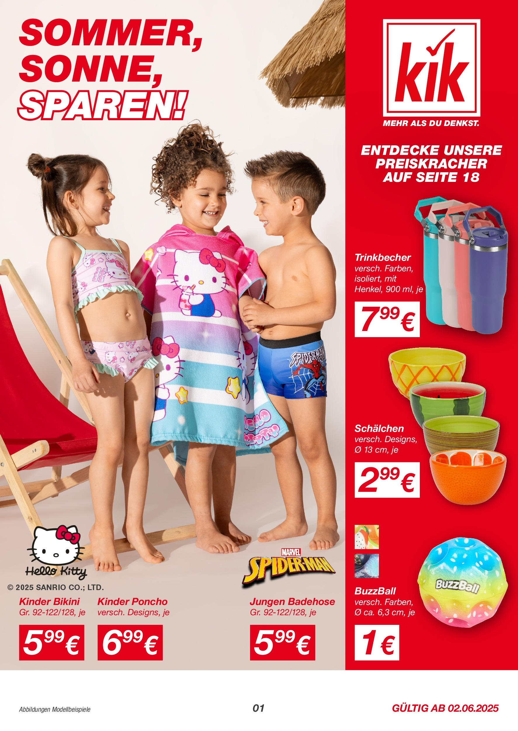 Kik Prospekt 	 (ab 02.06.2025) zum Blättern | Seite: 1 | Produkte: Bikini, Poncho