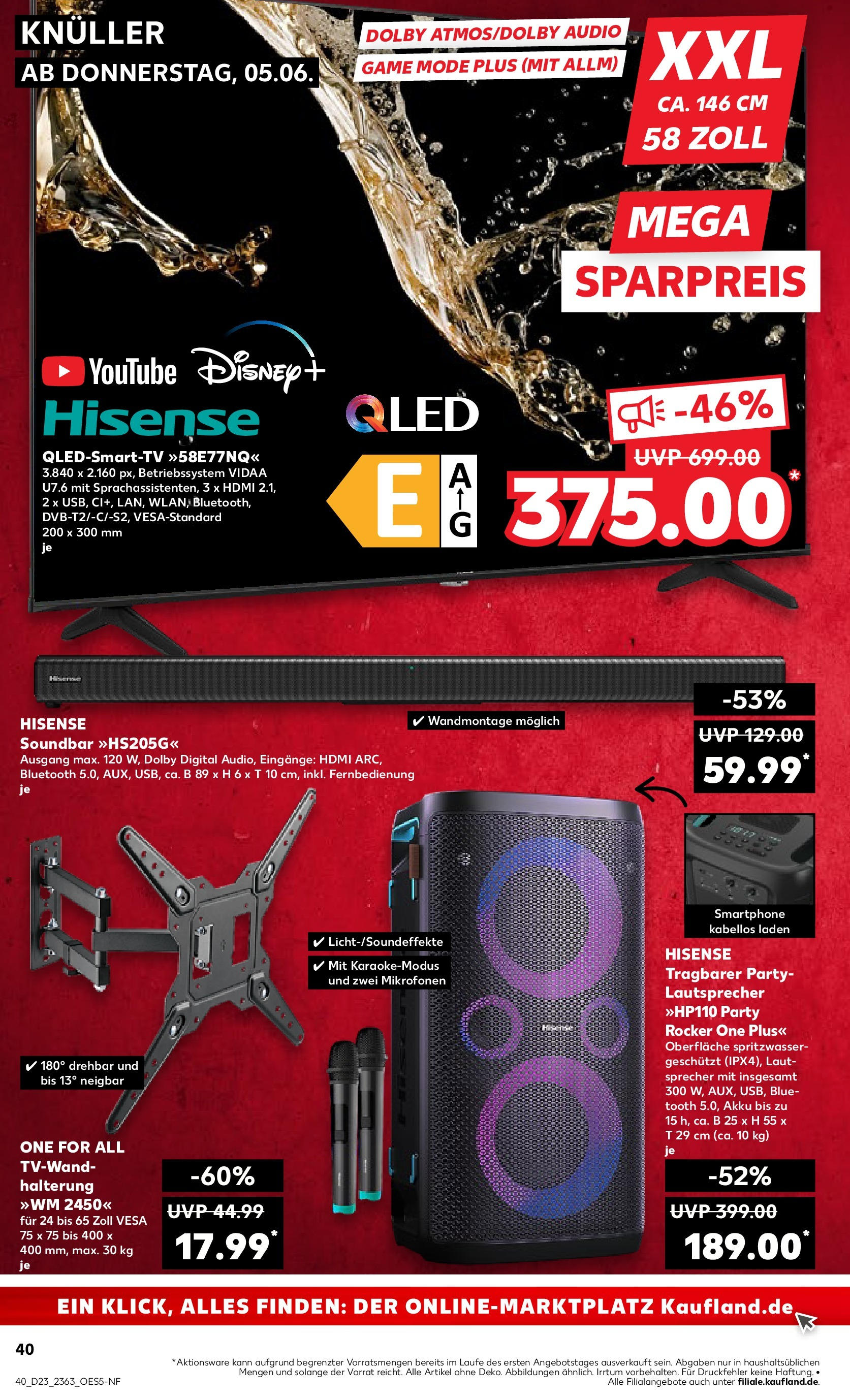 Kaufland prospekt Essen (ab 05.06.2025) » Angebote Online | Seite: 40 | Produkte: Lautsprecher, Soundbar, Smartphone, Audio Kaufland prospekt Essen (ab 05.06.2025) » Angebote Online zum Blättern | Seite: 40 | Produkte: Lautsprecher, Soundbar, Smartphone, Audio
