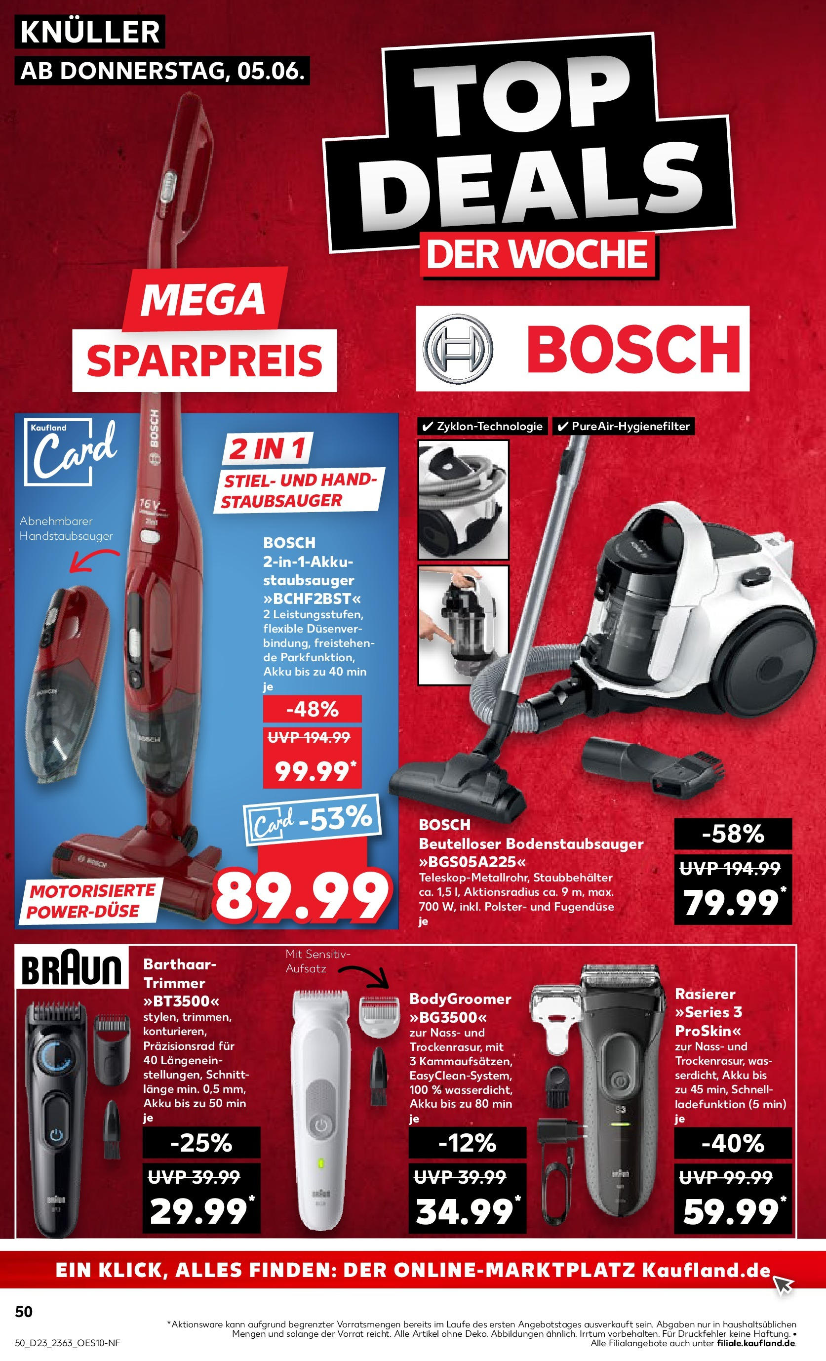 Kaufland prospekt Essen (ab 05.06.2025) » Angebote Online | Seite: 50 | Produkte: Bosch, Staubsauger, Rasierer Kaufland prospekt Essen (ab 05.06.2025) » Angebote Online zum Blättern | Seite: 50 | Produkte: Bosch, Staubsauger, Rasierer