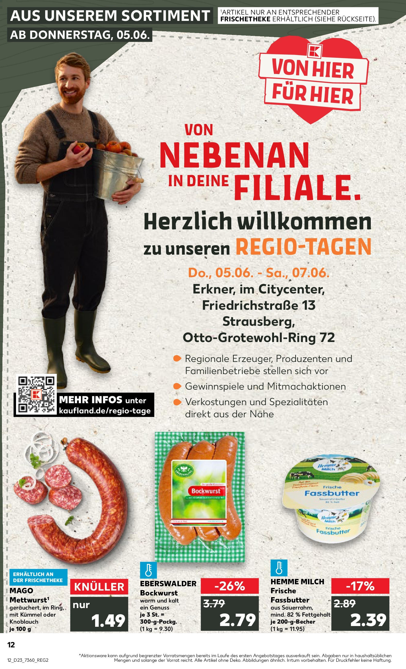 Prospekt Kaufland ab 05.06.2025 » Angebote und Werbung Online | Seite: 12 | Produkte: Bockwurst, Milch, Butter, Knoblauch Prospekt Kaufland ab 05.06.2025 » Angebote Online zum Blättern | Seite: 12 | Produkte: Bockwurst, Milch, Butter, Knoblauch