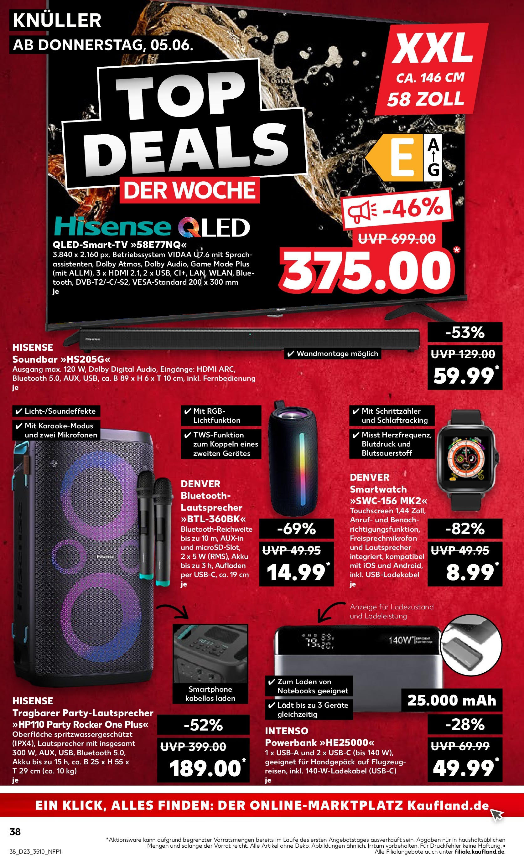 Kaufland prospekt Berlin (ab 05.06.2025) » Angebote Online | Seite: 38 | Produkte: Hisense, Smartwatch, Smartphone, Powerbank Kaufland prospekt Berlin (ab 05.06.2025) » Angebote Online zum Blättern | Seite: 38 | Produkte: Hisense, Smartwatch, Smartphone, Powerbank