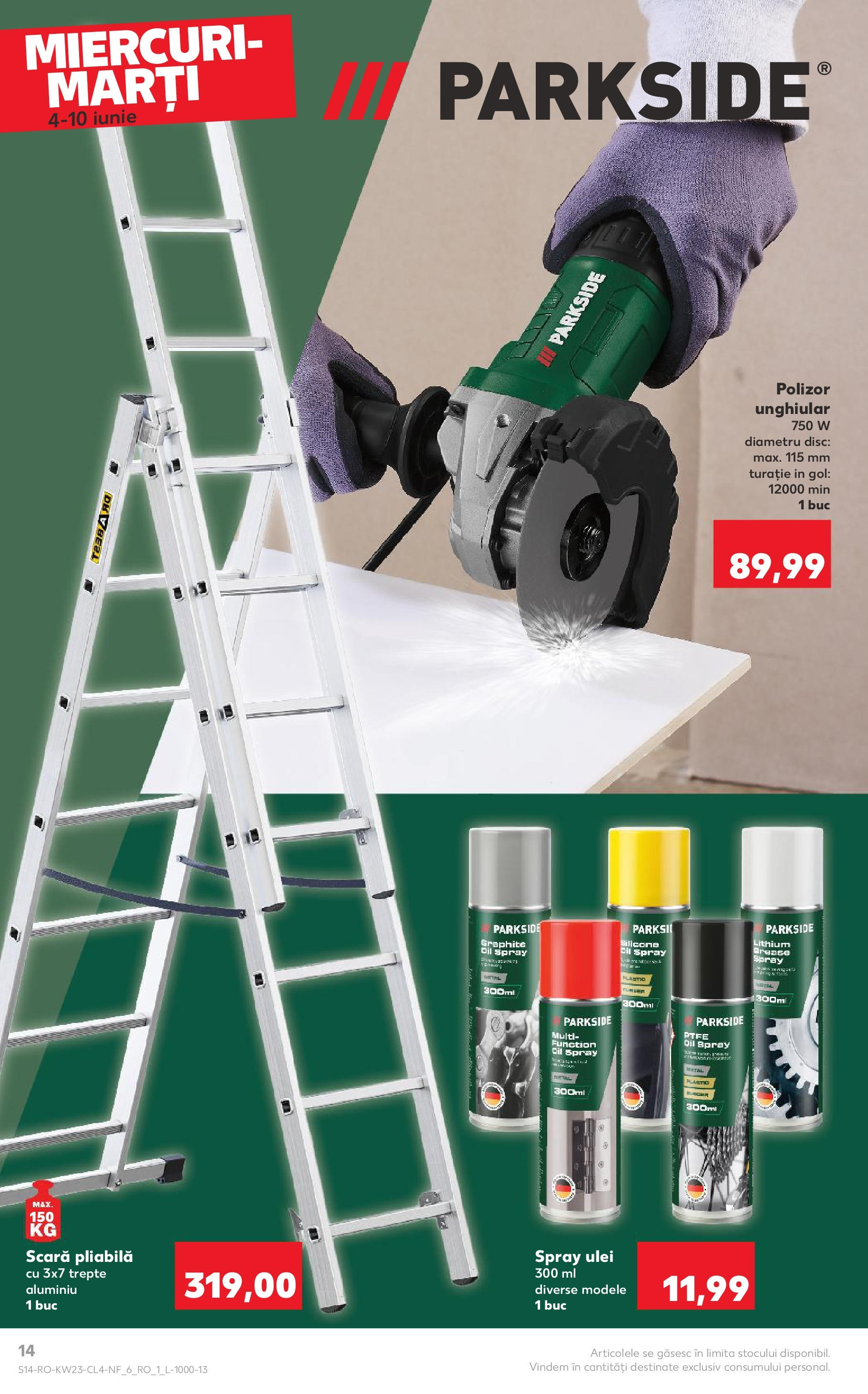 Catalog Kaufland - Râmnicu Vâlcea Nonfood 04.06.2025 - Revista si Oferta | Pagină: 14 | Produse: Disc, Polizor, Scară, Ulei