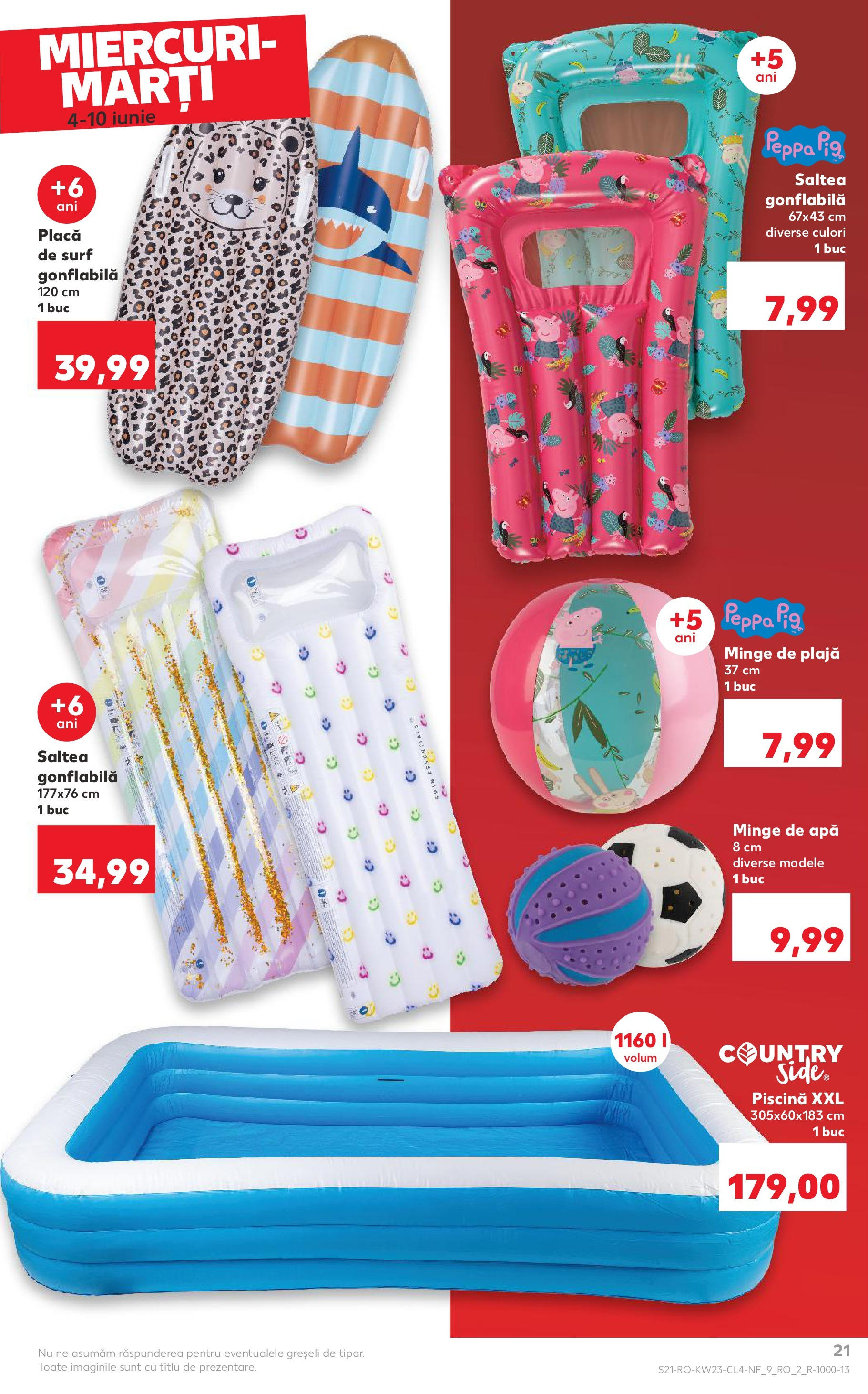 Catalog Kaufland - Râmnicu Vâlcea Nonfood 04.06.2025 - Revista si Oferta | Pagină: 21 | Produse: Saltea, Piscină, Saltea gonflabilă, Apă