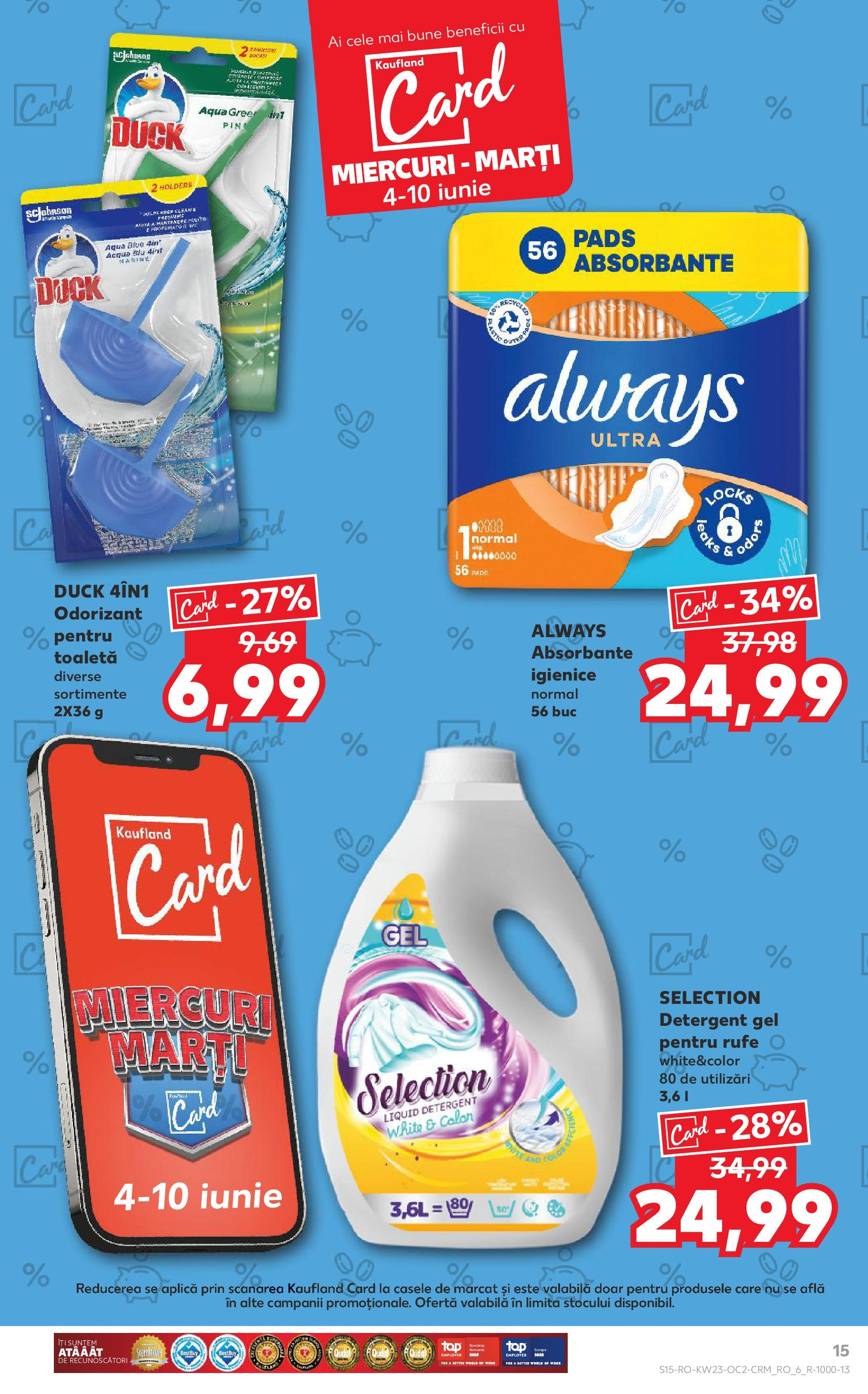 Catalog Kaufland - Bucureşti 04.06.2025 - Revista si Oferta | Pagină: 15 | Produse: Toaletă, Detergent, Absorbante