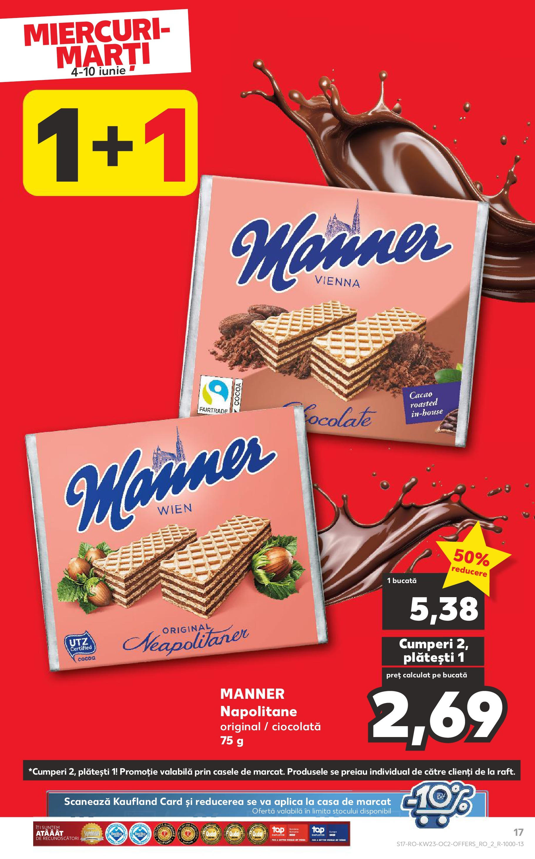 Catalog Kaufland - Bucureşti 04.06.2025 - Revista si Oferta | Pagină: 17 | Produse: Napolitane, Ciocolată, Cacao