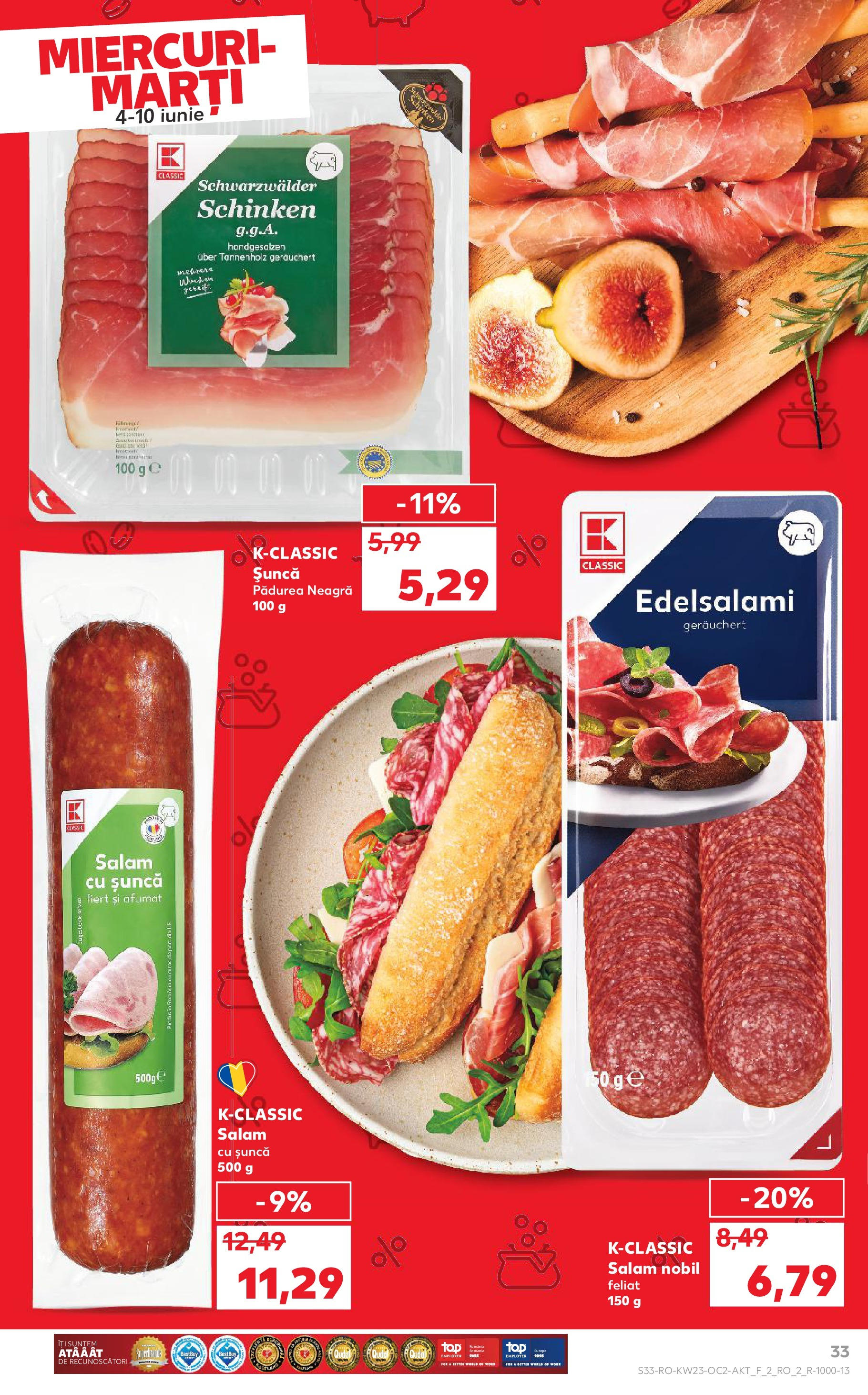 Catalog Kaufland - Bucureşti 04.06.2025 - Revista si Oferta | Pagină: 33 | Produse: Salam, Șuncă