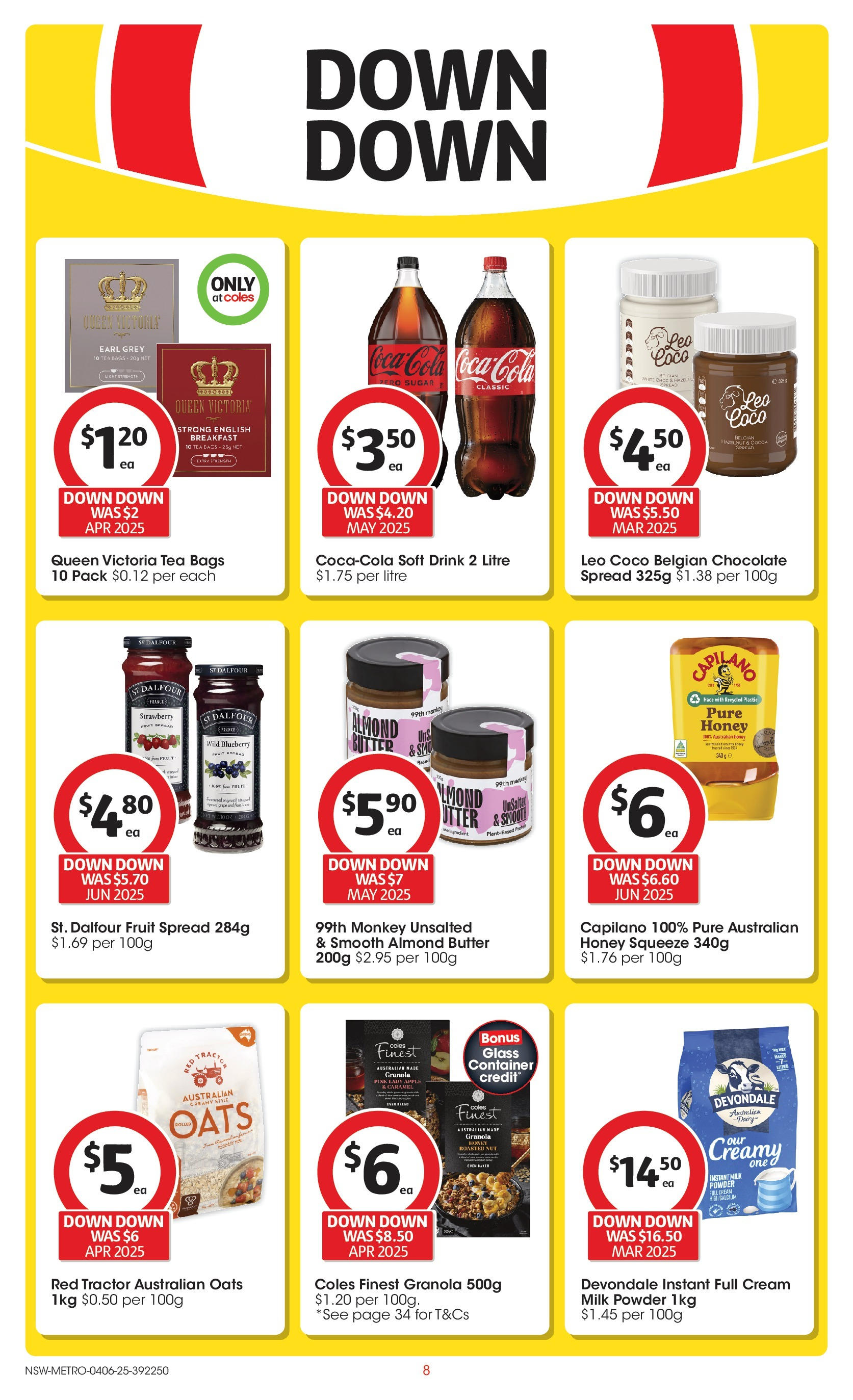 ﻿﻿Coles catalogue valid from 04/06/2025 > Online Australia | Page: 8 | Products: Butter, Honey, Tea, Coca Cola