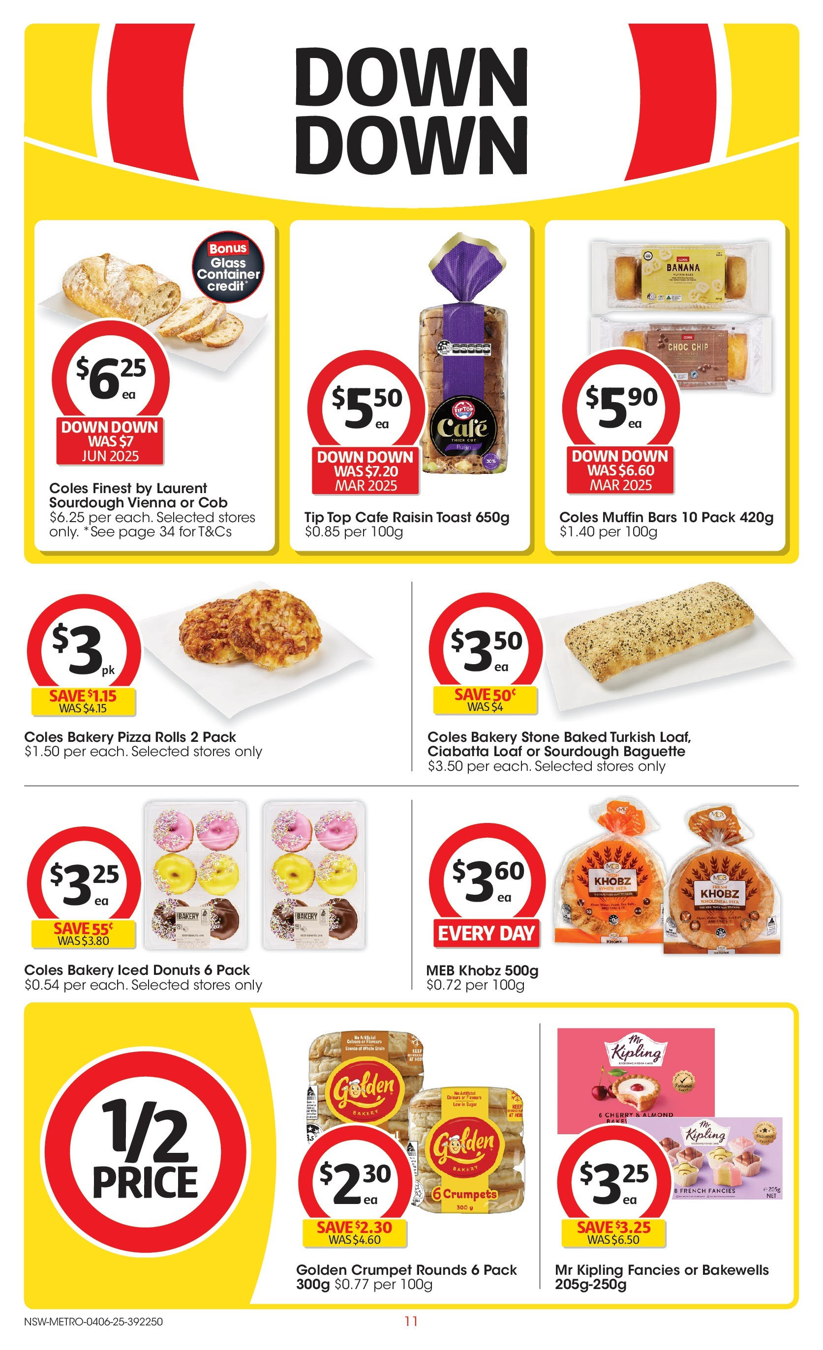 ﻿﻿Coles catalogue valid from 04/06/2025 > Online Australia | Page: 11 | Products: Crumpets, Donuts, Pizza, Sel Axal