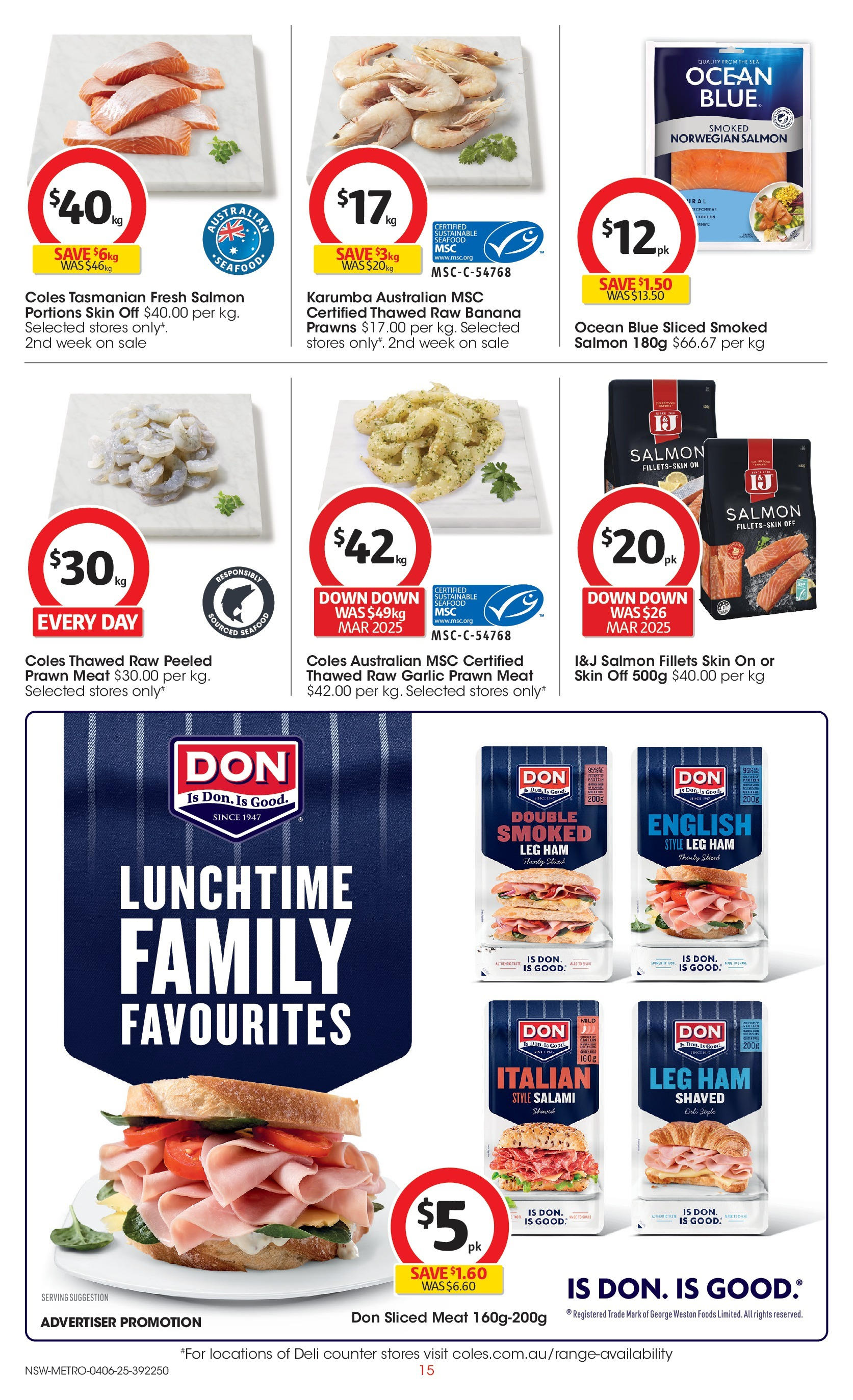 ﻿﻿Coles catalogue valid from 04/06/2025 > Online Australia | Page: 15 | Products: Ham, Salmon, Sustainable, Garlic