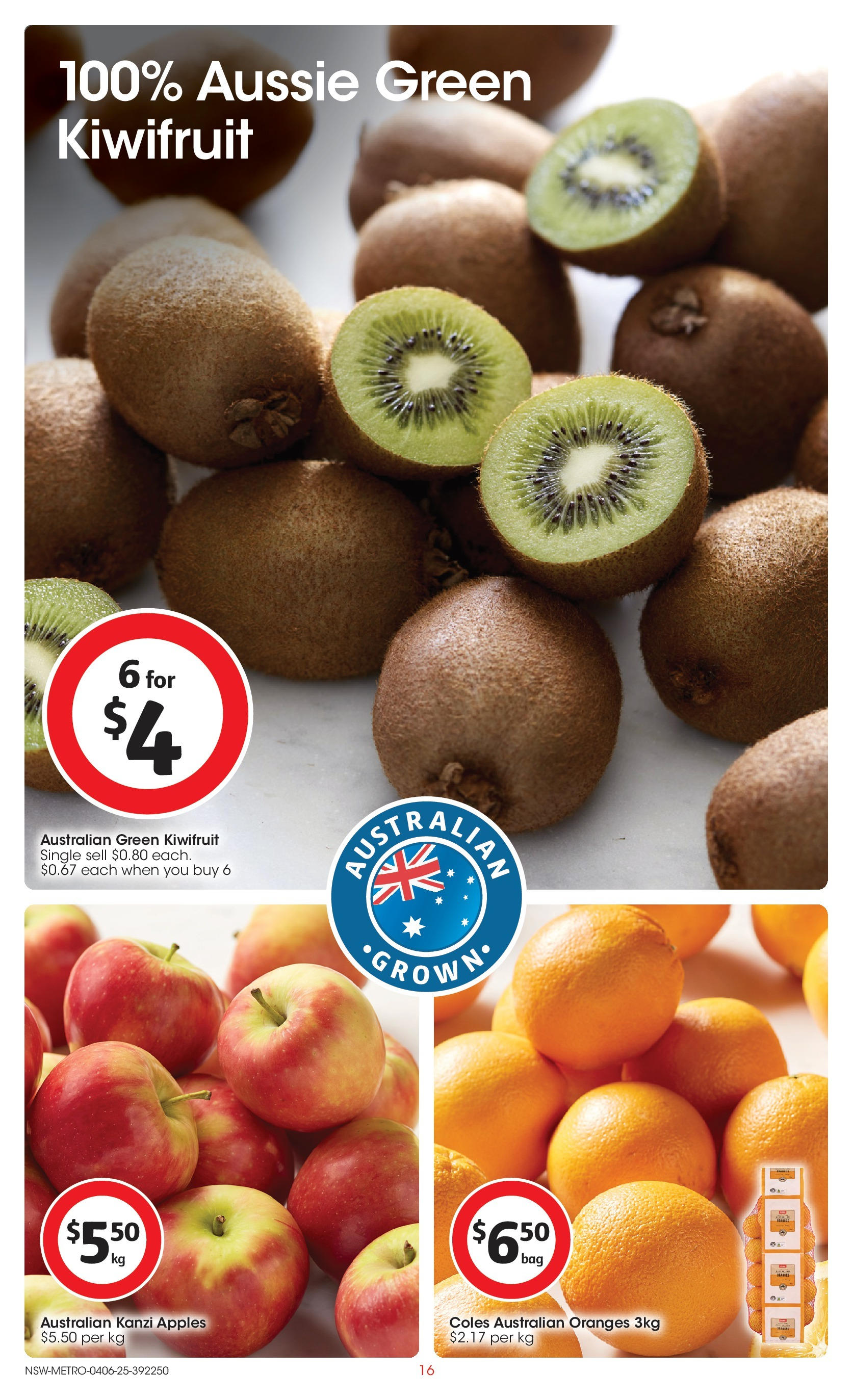 ﻿﻿Coles catalogue valid from 04/06/2025 > Online Australia | Page: 16 | Products: Apples, Oranges, Kiwifruit