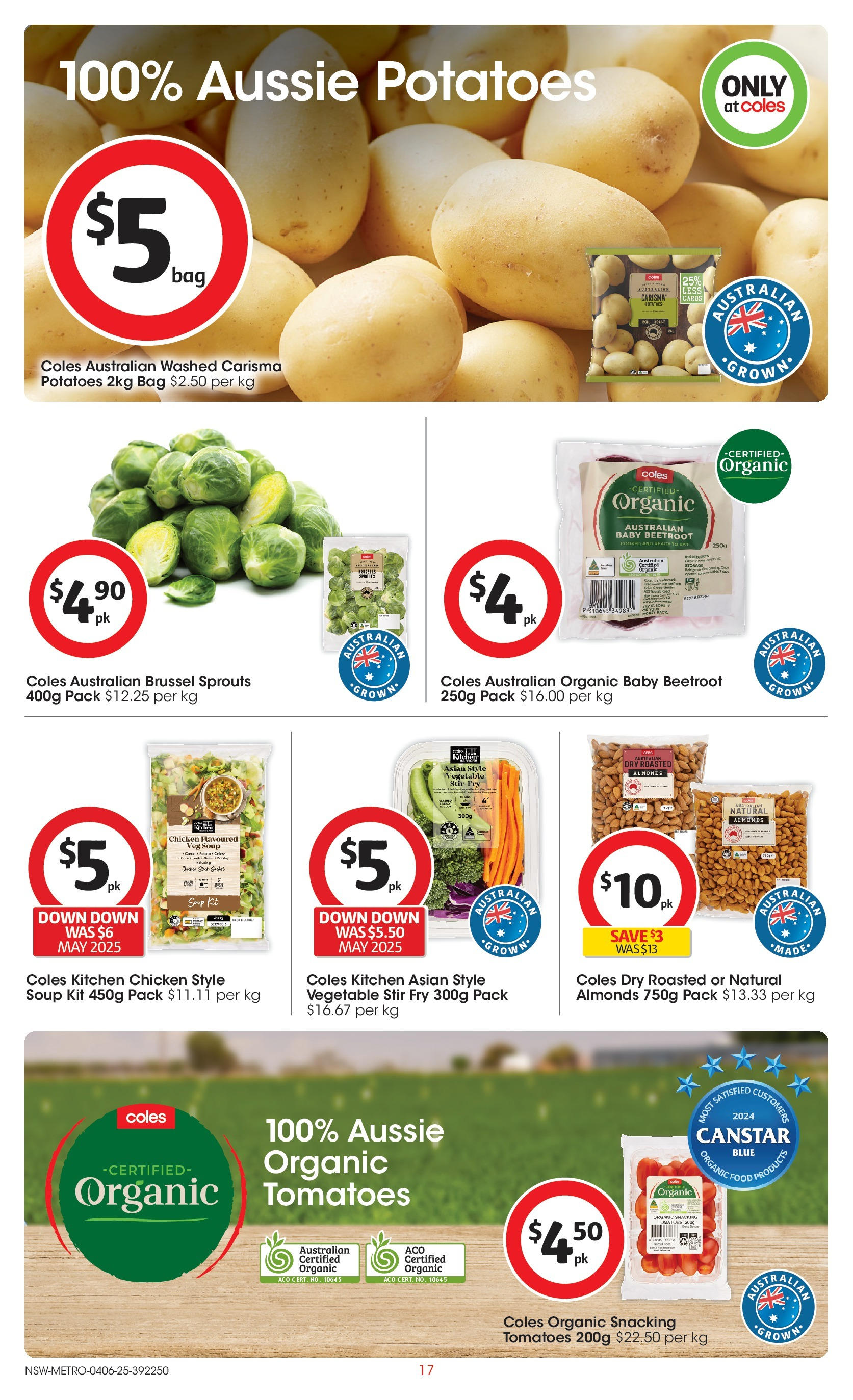 ﻿﻿Coles catalogue valid from 04/06/2025 > Online Australia | Page: 17 | Products: Cuisses de grenouille, Potatoes, Ultima chat stérilisé, Bag