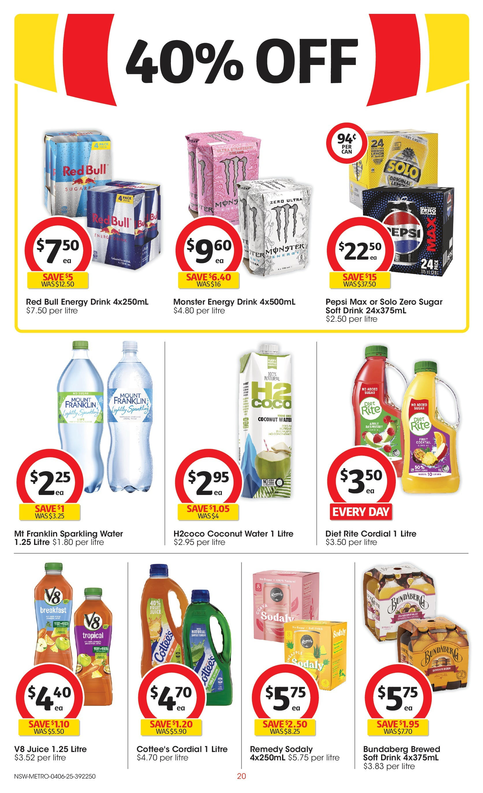 ﻿﻿Coles catalogue valid from 04/06/2025 > Online Australia | Page: 20 | Products: Ginger, Juice, Passionfruit, Pepsi Max
