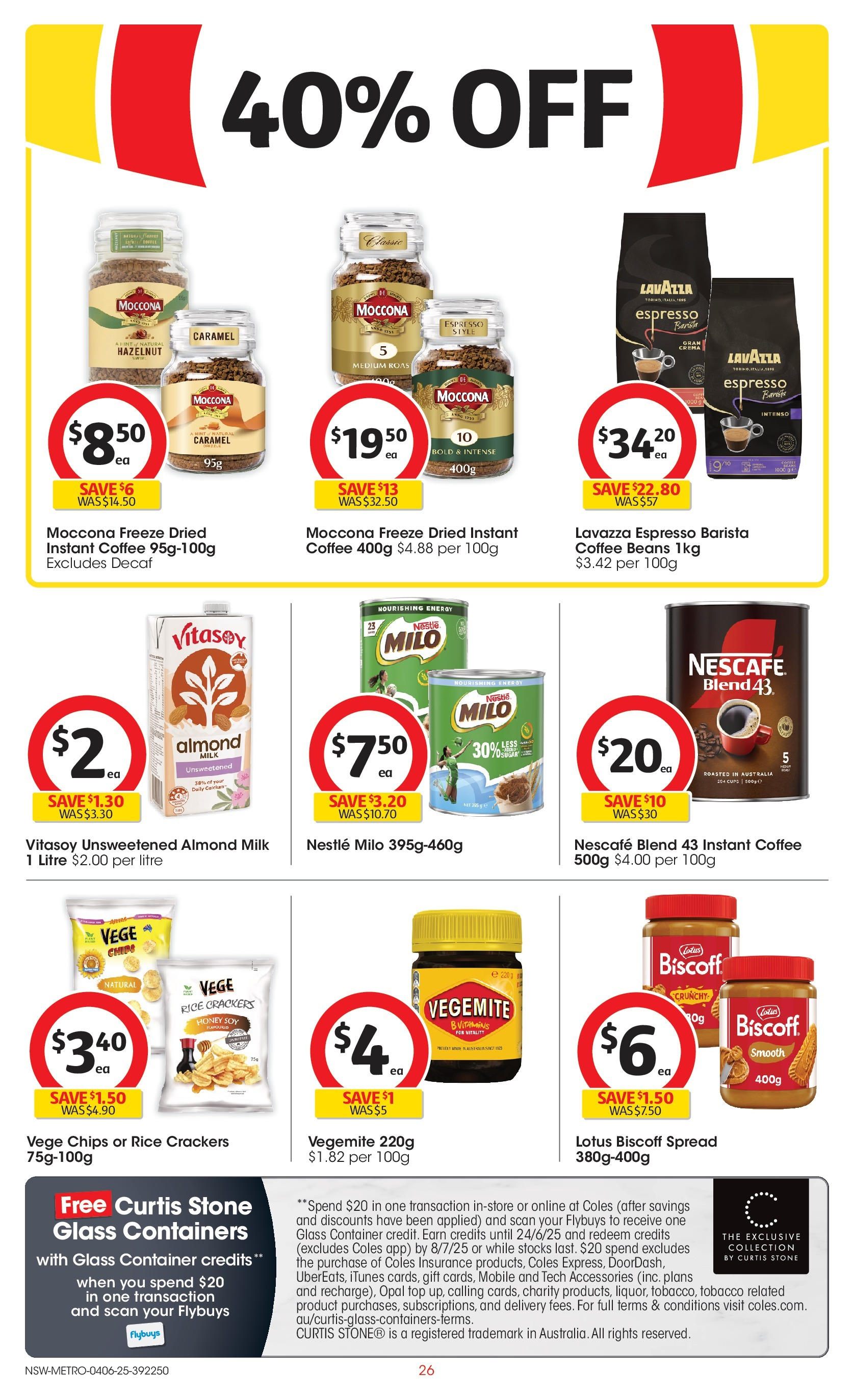 ﻿﻿Coles catalogue valid from 04/06/2025 > Online Australia | Page: 26 | Products: Cups, Honey, Rhum Don Papa Baroko, Tondeuse a gazon electrique ferrex