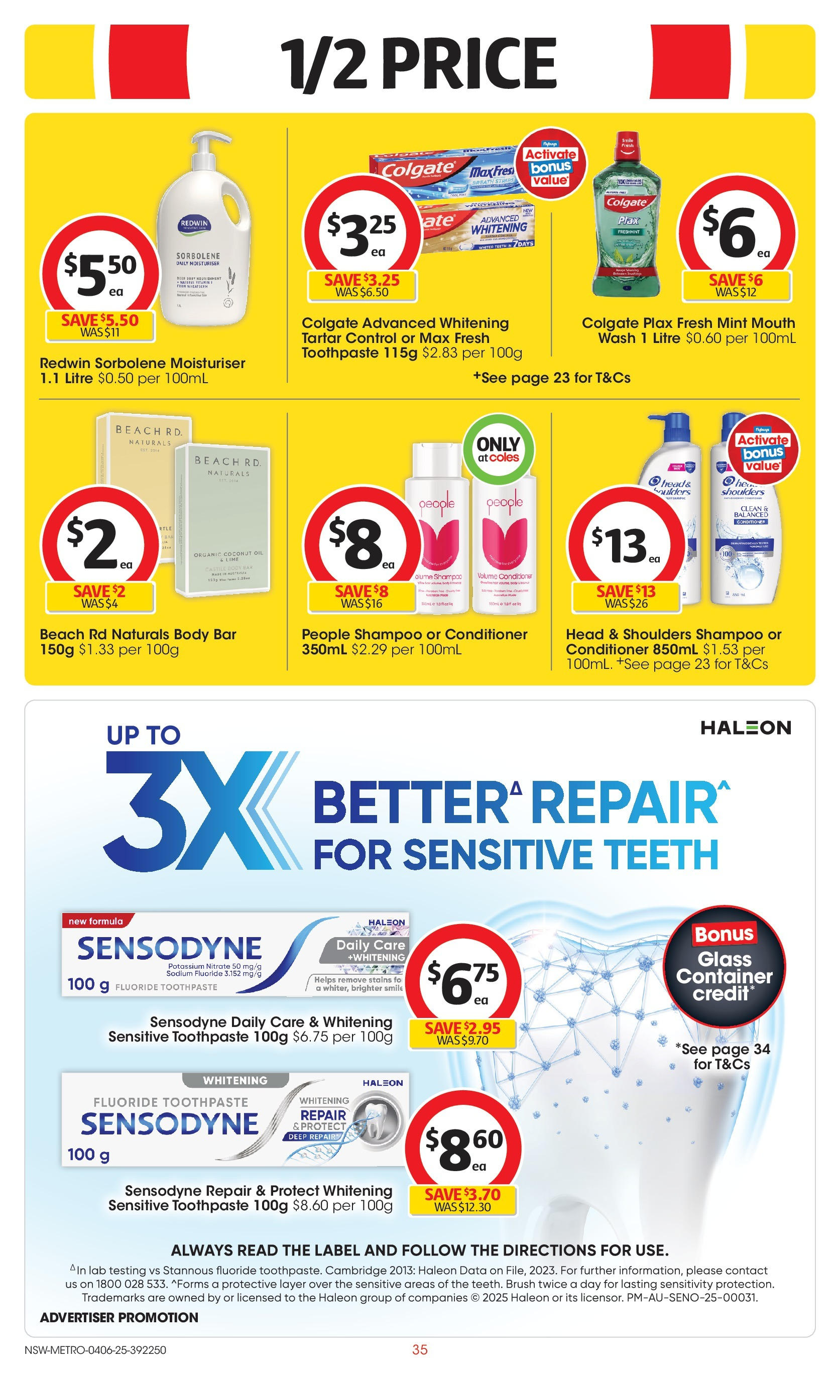 ﻿﻿Coles catalogue valid from 04/06/2025 > Online Australia | Page: 35 | Products: Oil, Moisturiser, Croquette pour Ultima chien, Sensitive teeth