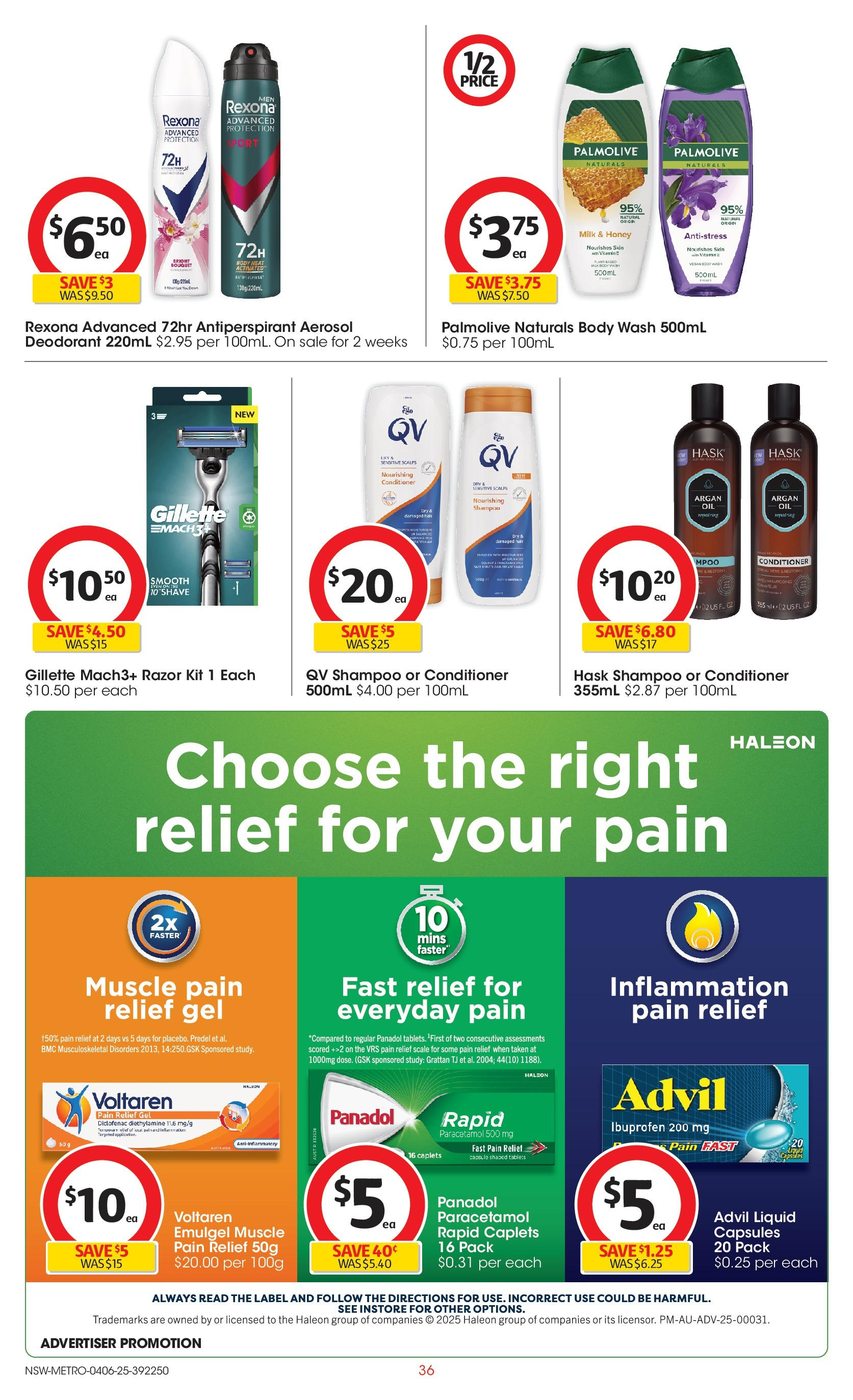 ﻿﻿Coles catalogue valid from 04/06/2025 > Online Australia | Page: 36 | Products: Deodorant, Razor, Pince de crabe, Tablets