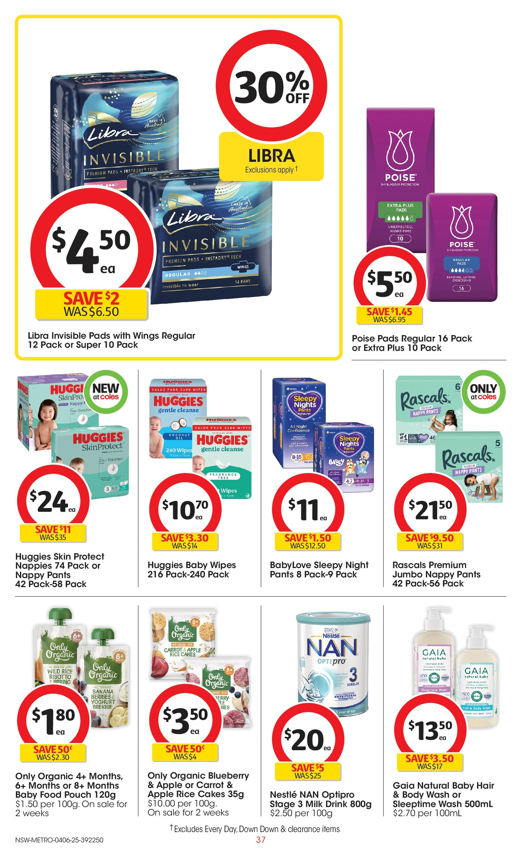 ﻿﻿Coles catalogue valid from 04/06/2025 > Online Australia | Page: 37 | Products: Yoghurt, Rice, Nappies, Pants