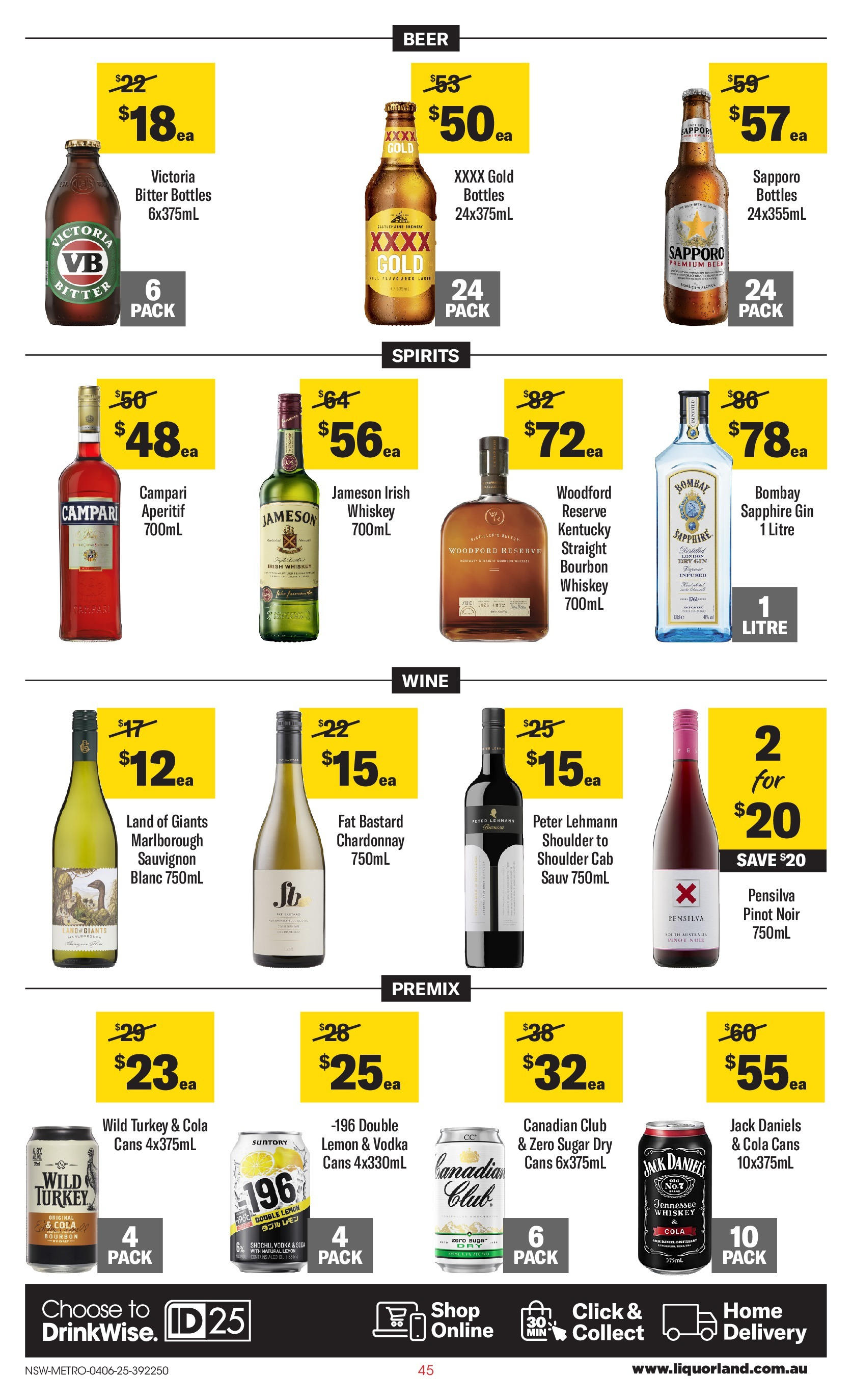 ﻿﻿Coles catalogue valid from 04/06/2025 > Online Australia | Page: 45 | Products: Pack 24 canettes Coca, Gin, Vodka, Lemon