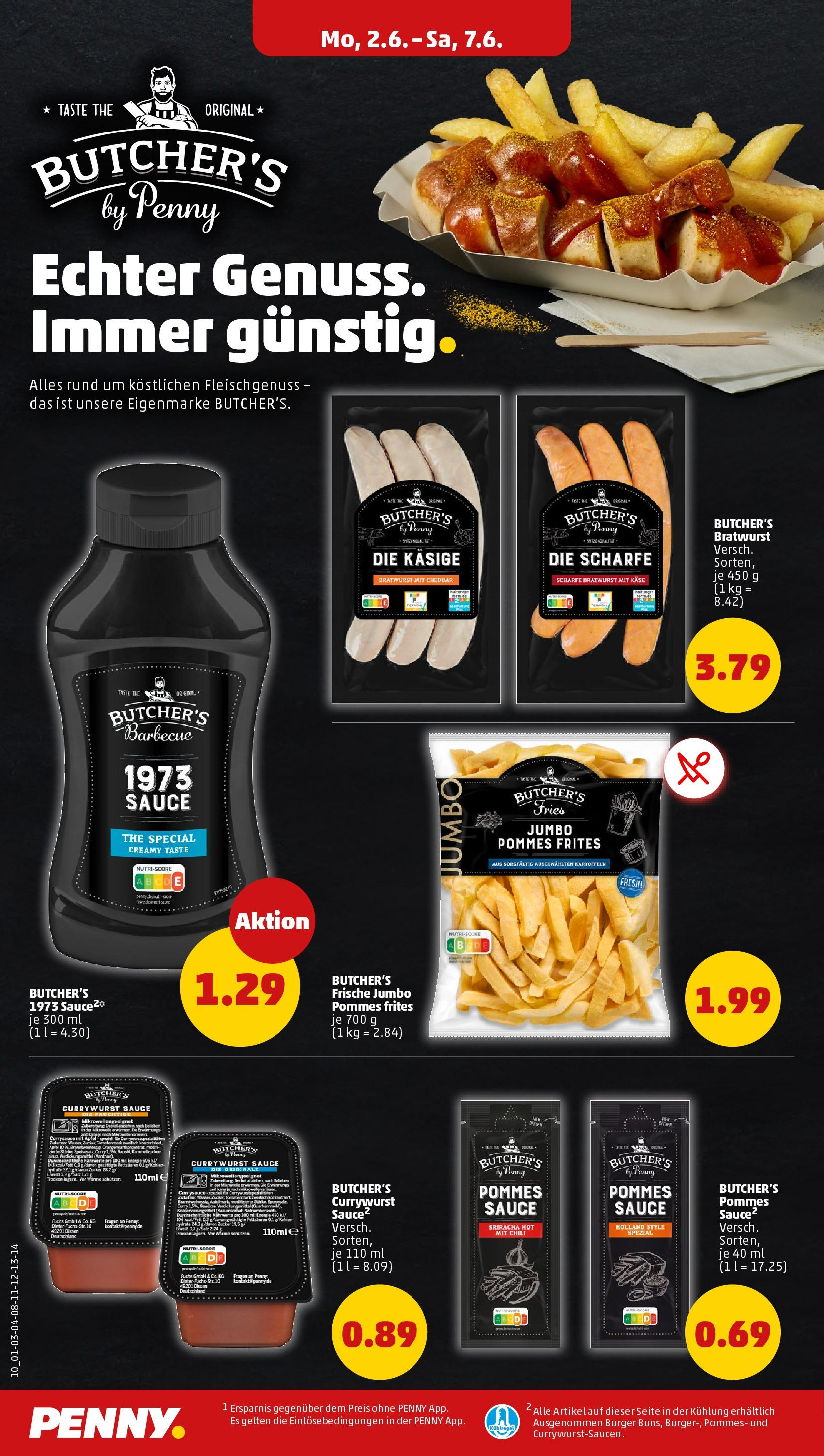 Penny - Penny: Wochenangebote (ab 01.06.2025) » Angebote Online | Seite: 12 | Produkte: Pommes, Bratwurst, Burger, Wasser