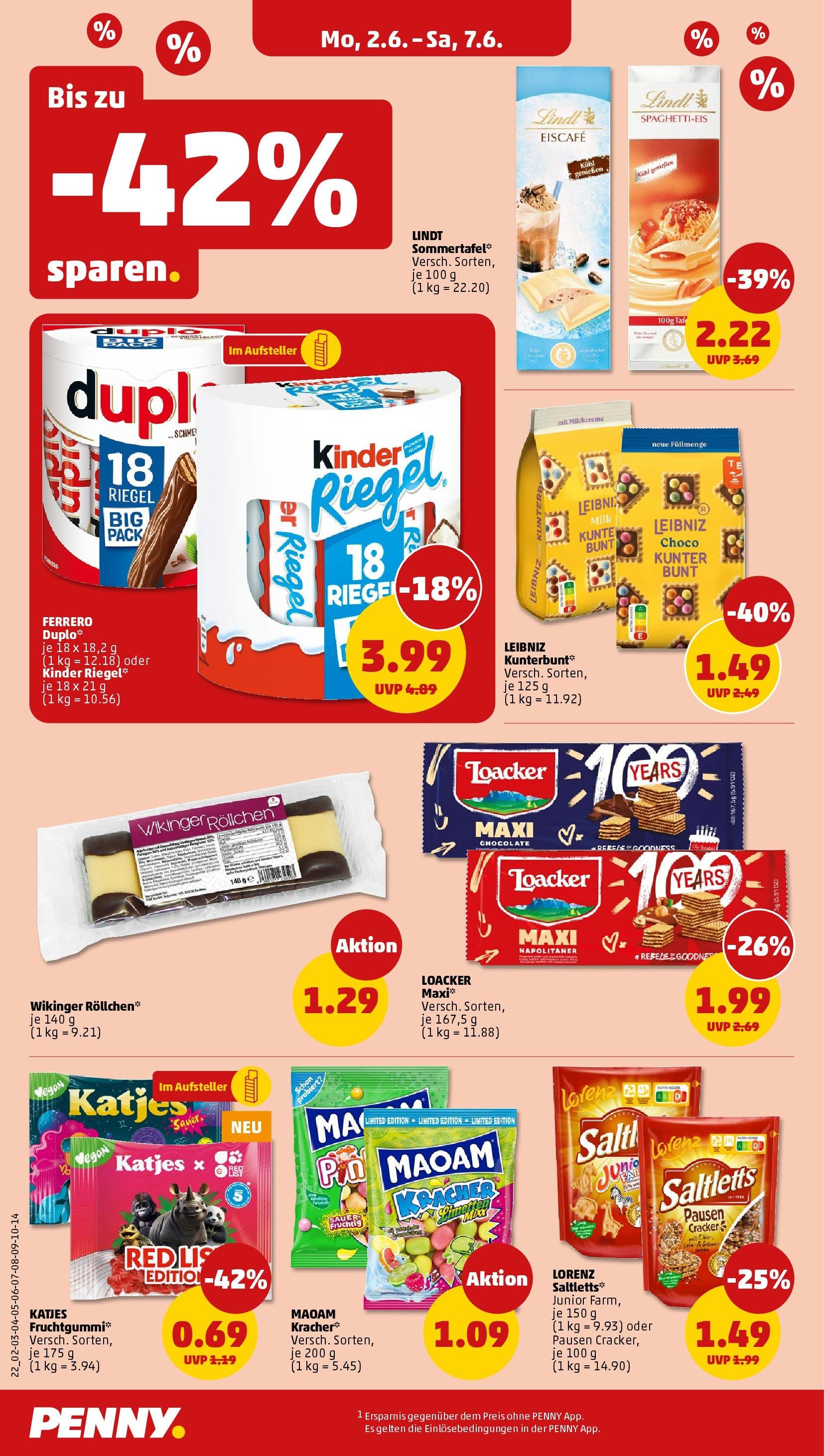 Penny - Penny: Wochenangebote (ab 01.06.2025) » Angebote Online | Seite: 24 | Produkte: Katjes, Kinder riegel, Lindt