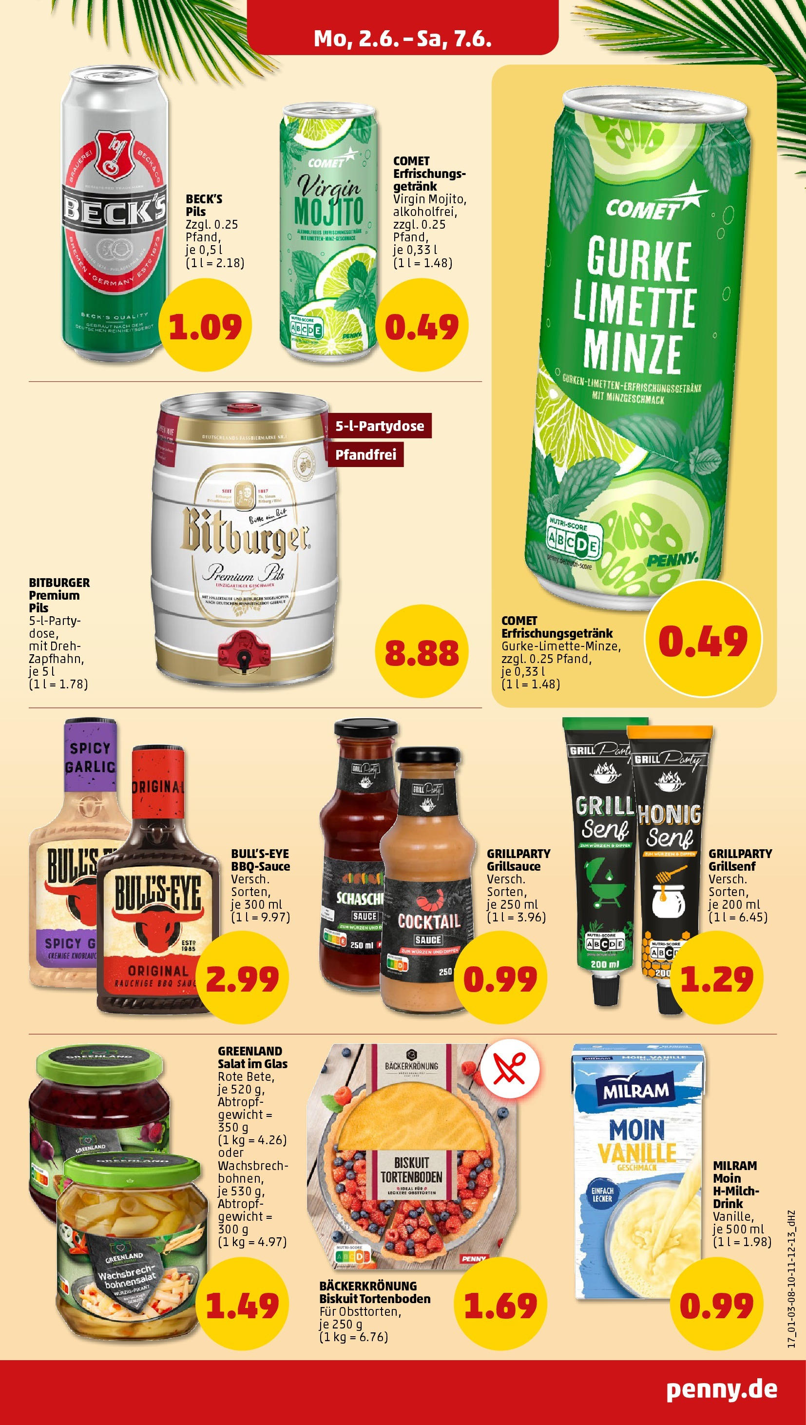 Penny - Penny: Wochenangebote (ab 01.06.2025) » Angebote Online | Seite: 19 | Produkte: Bitburger, Pils, Milram, Limette