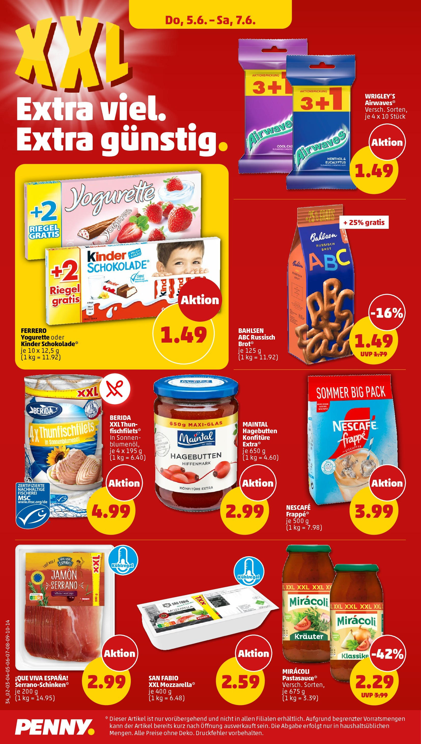 Penny - Penny: Wochenangebote (ab 01.06.2025) » Angebote Online | Seite: 36 | Produkte: Kinder schokolade, Nescafe, Mozzarella, Brot
