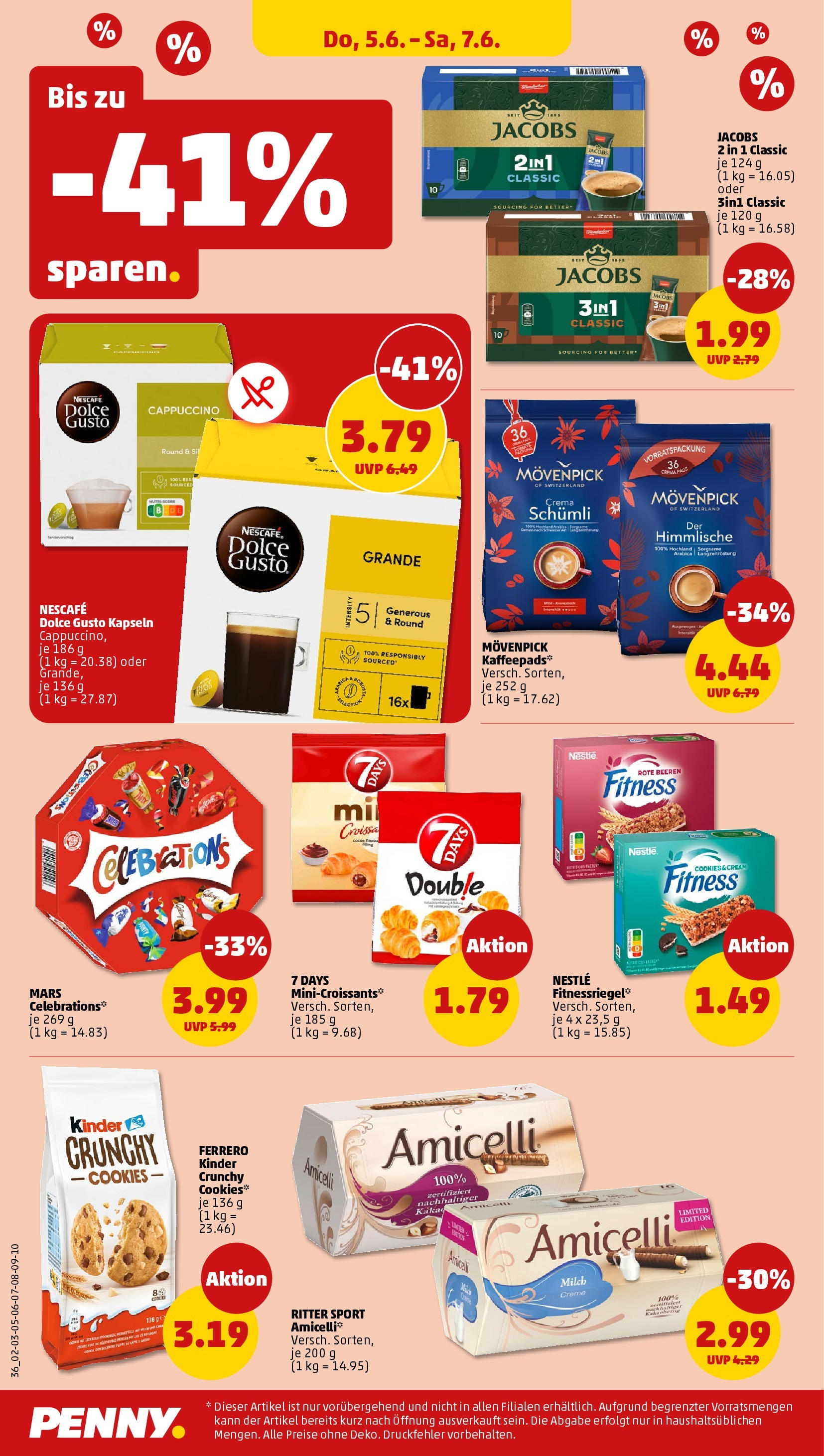 Penny - Penny: Wochenangebote (ab 01.06.2025) » Angebote Online | Seite: 38 | Produkte: Kaffeepads, Ritter sport, Celebrations, Creme