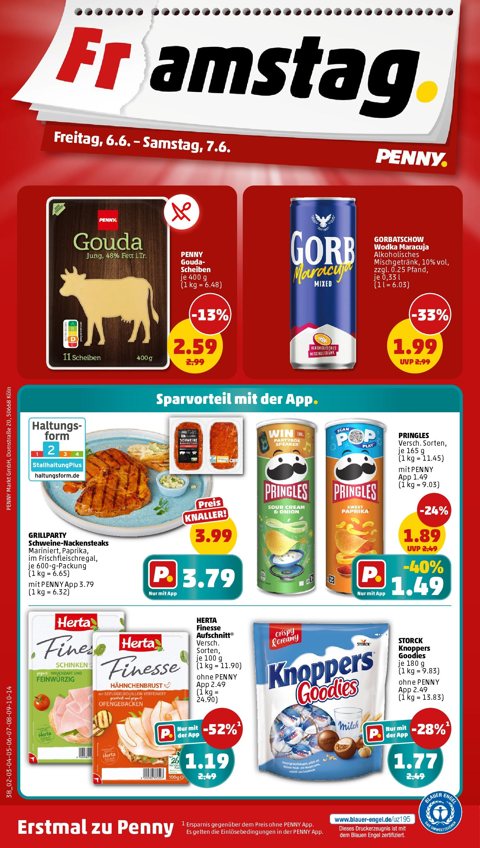 Penny - Penny: Wochenangebote (ab 01.06.2025) » Angebote Online | Seite: 40 | Produkte: Gouda, Schinken, Chips, Herta finesse