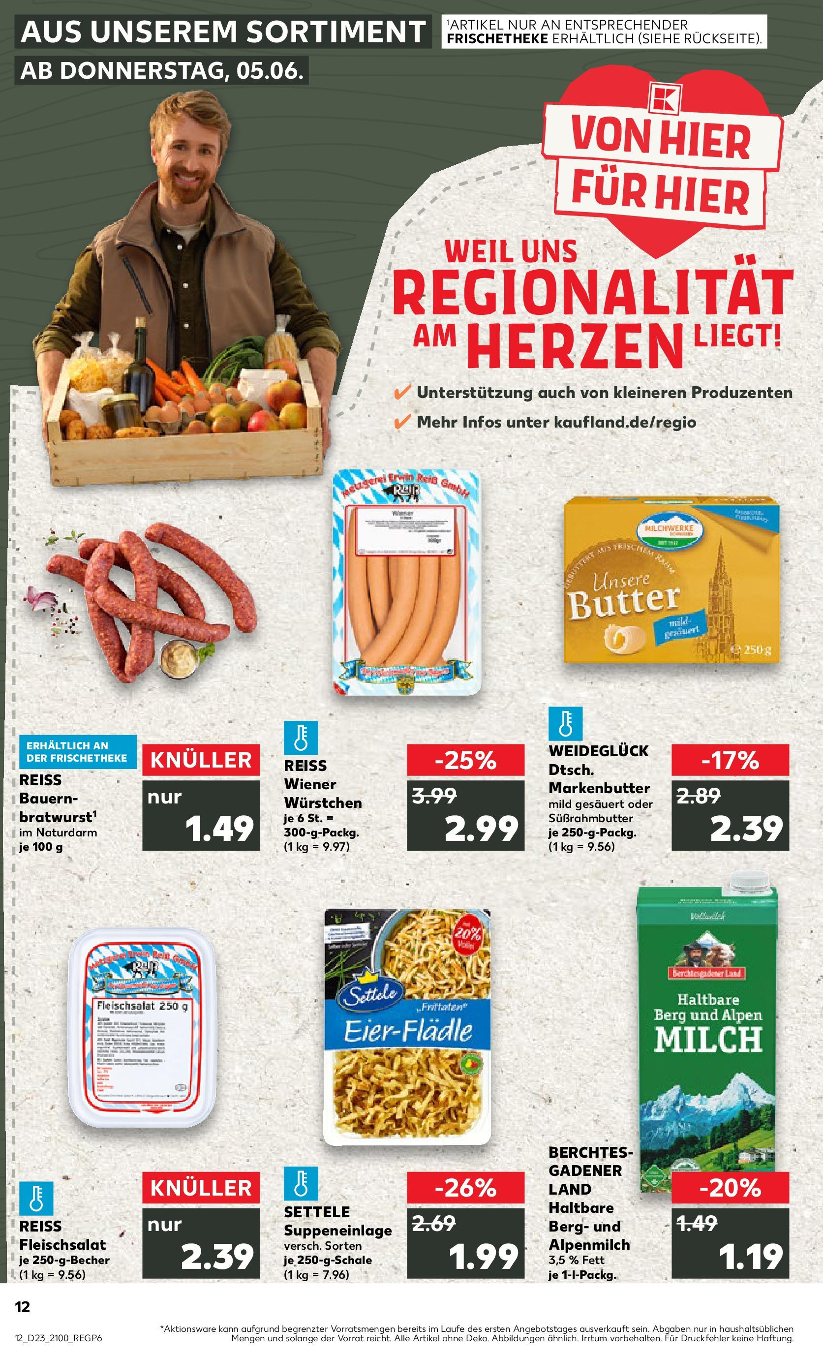 Prospekt Kaufland ab 05.06.2025 » Angebote und Werbung Online | Seite: 12 | Produkte: Wiener wurstchen, Milch, Butter, Reis Prospekt Kaufland ab 05.06.2025 » Angebote Online zum Blättern | Seite: 12 | Produkte: Wiener wurstchen, Milch, Butter, Reis