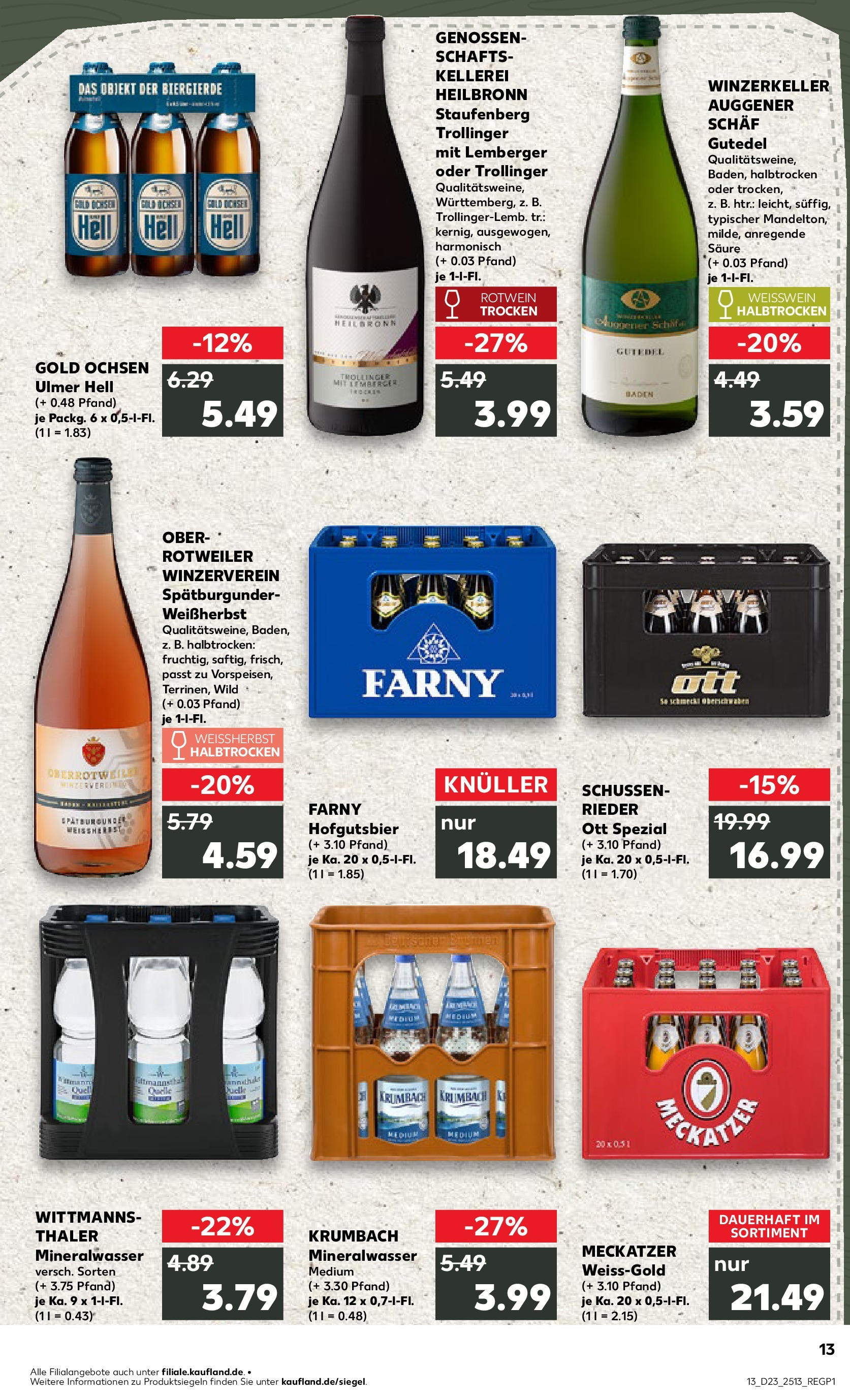 Prospekt Kaufland ab 05.06.2025 » Angebote und Werbung Online | Seite: 13 | Produkte: Weißwein, Rotwein, Weißwein trocken, Mineralwasser Prospekt Kaufland ab 05.06.2025 » Angebote Online zum Blättern | Seite: 13 | Produkte: Weißwein, Rotwein, Weißwein trocken, Mineralwasser