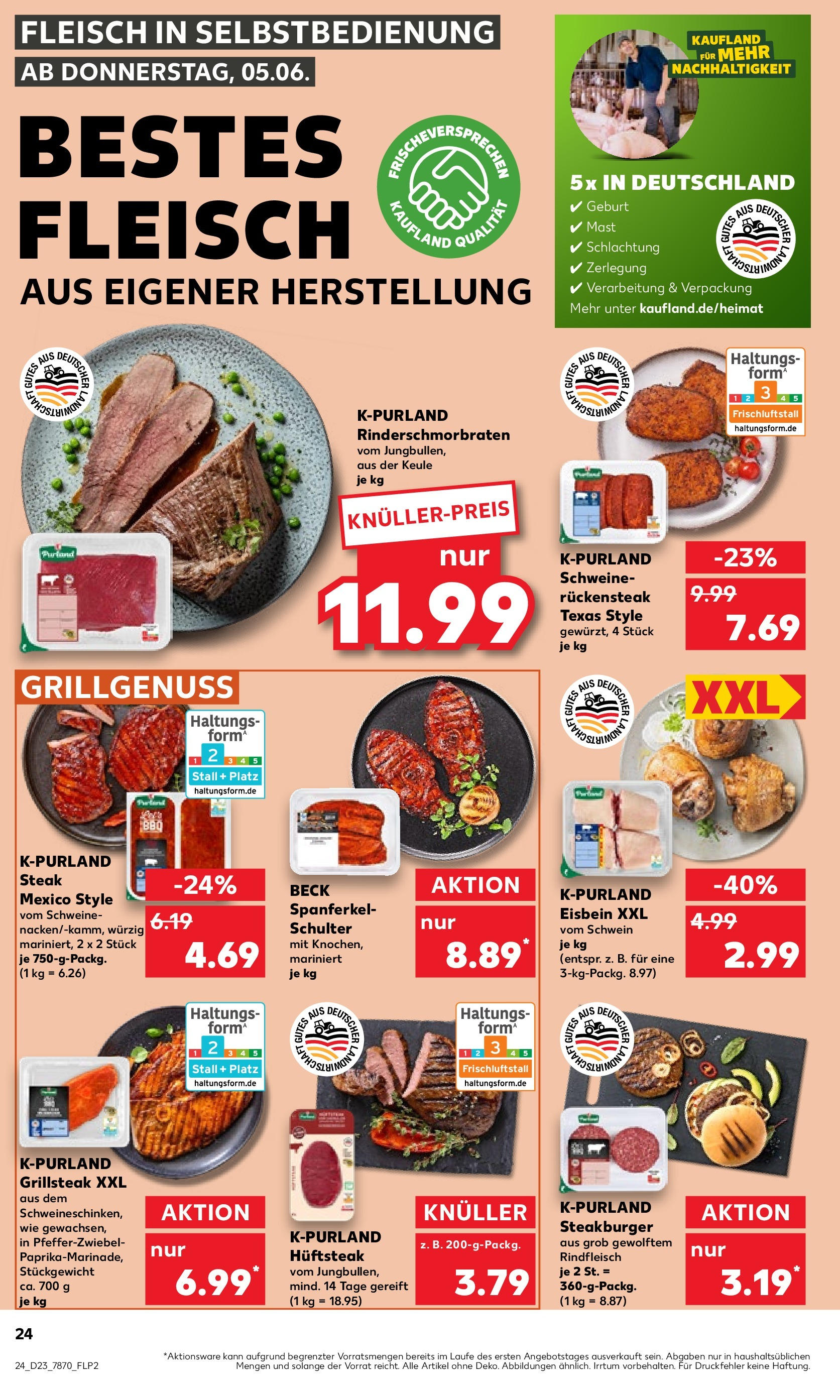 Kaufland prospekt Eriskirch (ab 05.06.2025) » Angebote Online | Seite: 32 | Produkte: Burger, Rindfleisch, Steak, Fleisch Kaufland prospekt Eriskirch (ab 05.06.2025) » Angebote Online zum Blättern | Seite: 32 | Produkte: Burger, Rindfleisch, Steak, Fleisch
