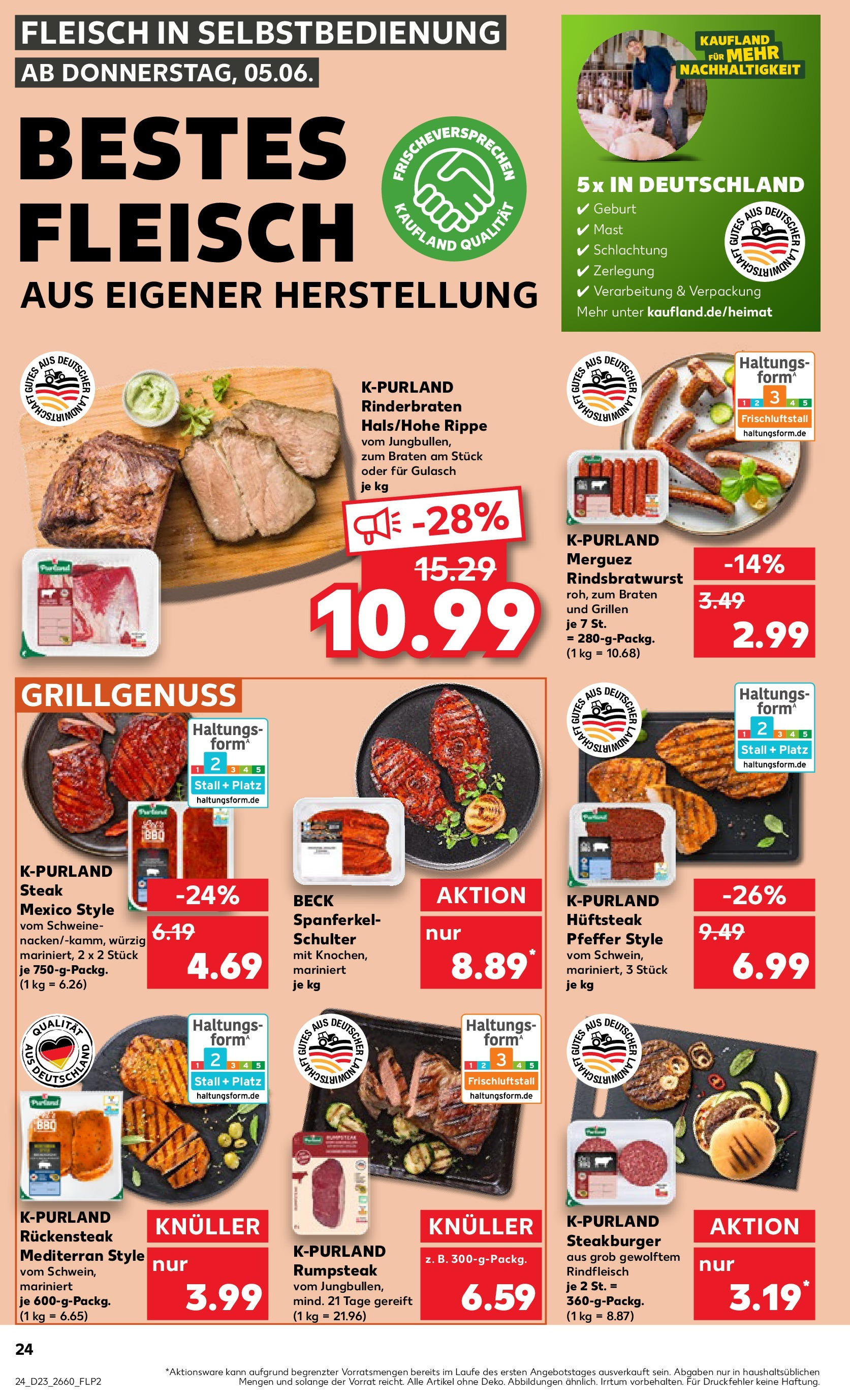 Kaufland prospekt Aschaffenburg (ab 05.06.2025) » Angebote Online | Seite: 24 | Produkte: Rinderbraten, Rumpsteak, Gulasch, Fleisch Kaufland prospekt Aschaffenburg (ab 05.06.2025) » Angebote Online zum Blättern | Seite: 24 | Produkte: Rinderbraten, Rumpsteak, Gulasch, Fleisch