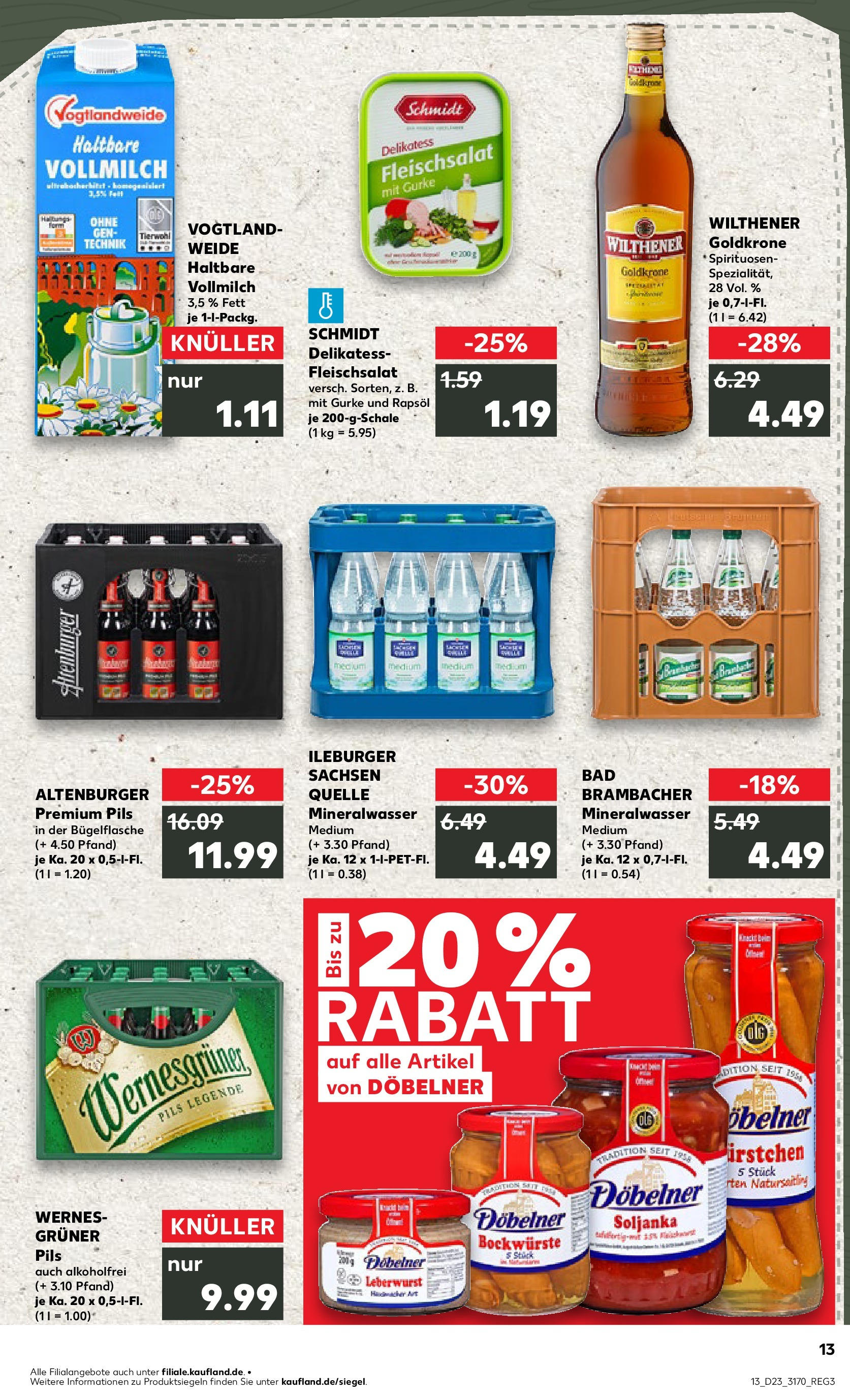 Prospekt Kaufland ab 05.06.2025 » Angebote und Werbung Online | Seite: 13 | Produkte: Rapsöl, Pils, Wernesgruner, Mineralwasser Prospekt Kaufland ab 05.06.2025 » Angebote Online zum Blättern | Seite: 13 | Produkte: Rapsöl, Pils, Wernesgruner, Mineralwasser
