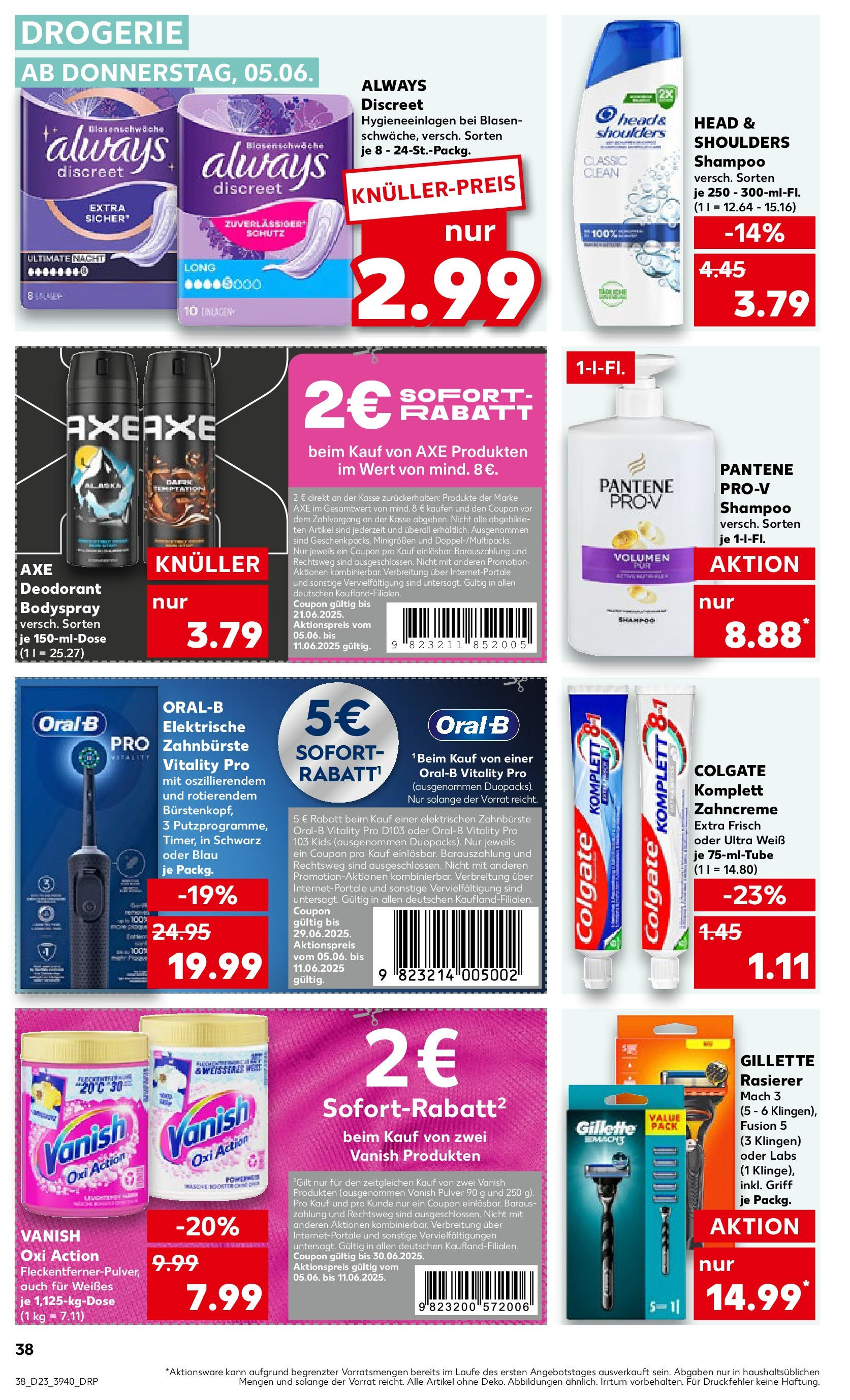 Kaufland prospekt Dresden (ab 05.06.2025) » Angebote Online | Seite: 38 | Produkte: Rasierer, Head & shoulders, Deodorant, Axe Kaufland prospekt Dresden (ab 05.06.2025) » Angebote Online zum Blättern | Seite: 38 | Produkte: Rasierer, Head & shoulders, Deodorant, Axe
