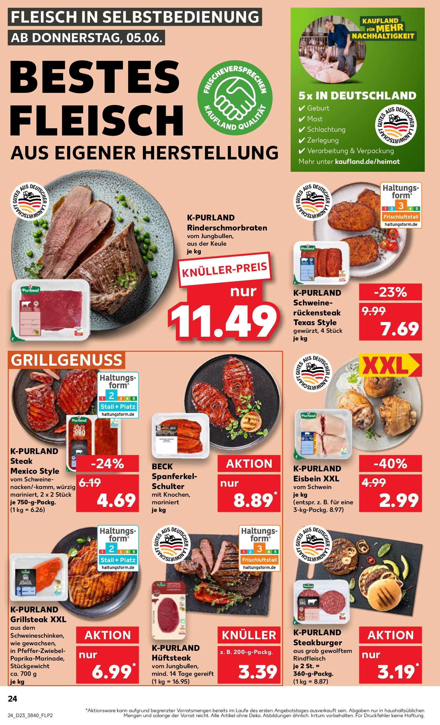 Kaufland prospekt Landstuhl (ab 05.06.2025) » Angebote Online | Seite: 24 | Produkte: Burger, Rindfleisch, Steak, Fleisch Kaufland prospekt Landstuhl (ab 05.06.2025) » Angebote Online zum Blättern | Seite: 24 | Produkte: Burger, Rindfleisch, Steak, Fleisch