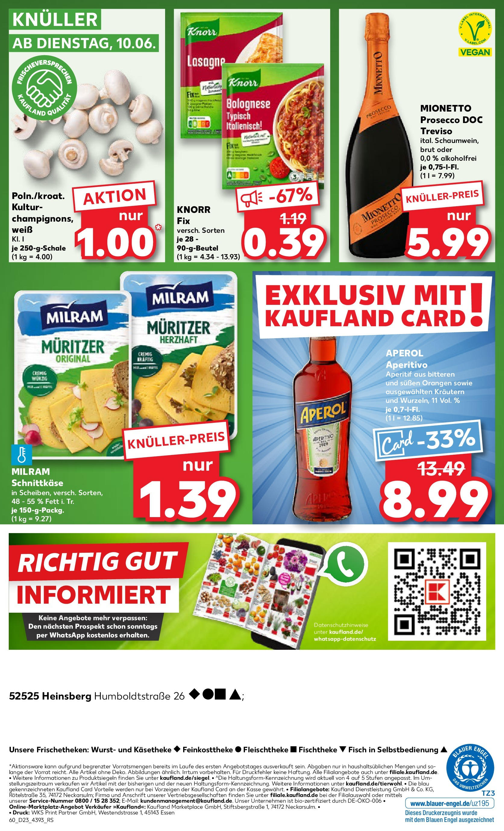 Kaufland prospekt Heinsberg (ab 05.06.2025) » Angebote Online | Seite: 60 | Produkte: Knorr, Milram, Wurst, Aperol Kaufland prospekt Heinsberg (ab 05.06.2025) » Angebote Online zum Blättern | Seite: 60 | Produkte: Knorr, Milram, Wurst, Aperol