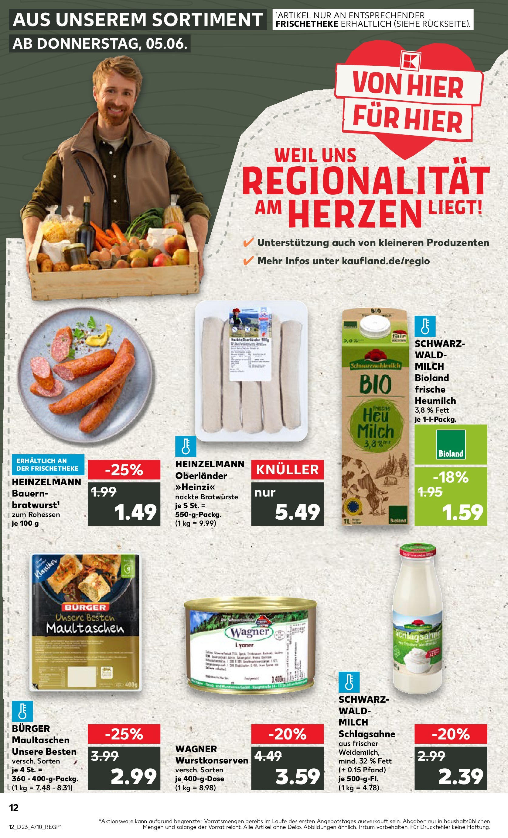 Prospekt Kaufland ab 05.06.2025 » Angebote und Werbung Online | Seite: 12 | Produkte: Schlagsahne, Milch, Burger, Maultaschen Prospekt Kaufland ab 05.06.2025 » Angebote Online zum Blättern | Seite: 12 | Produkte: Schlagsahne, Milch, Burger, Maultaschen