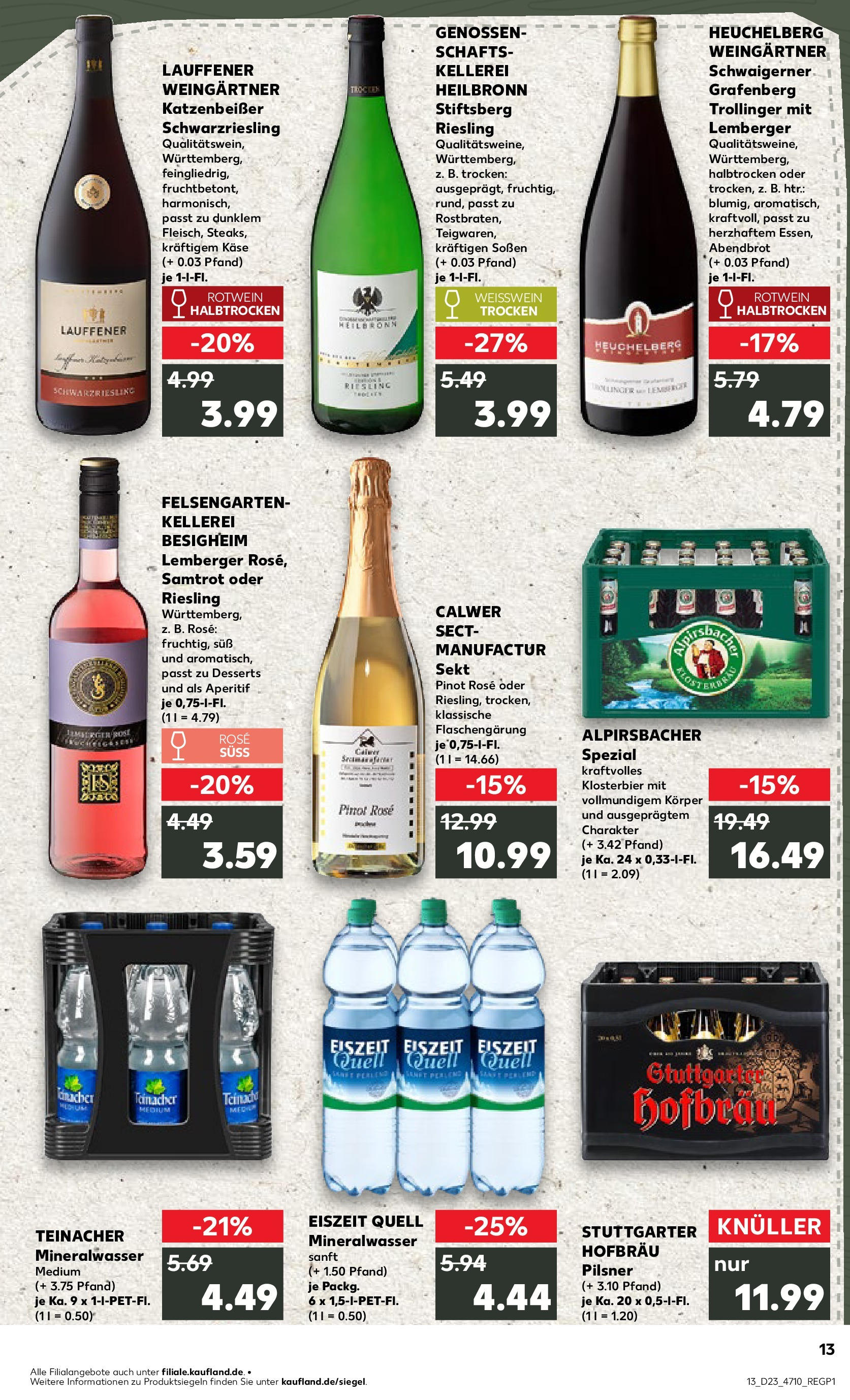 Prospekt Kaufland ab 05.06.2025 » Angebote und Werbung Online | Seite: 13 | Produkte: Weißwein, Sekt, Rotwein trocken, Mineralwasser Prospekt Kaufland ab 05.06.2025 » Angebote Online zum Blättern | Seite: 13 | Produkte: Weißwein, Sekt, Rotwein trocken, Mineralwasser