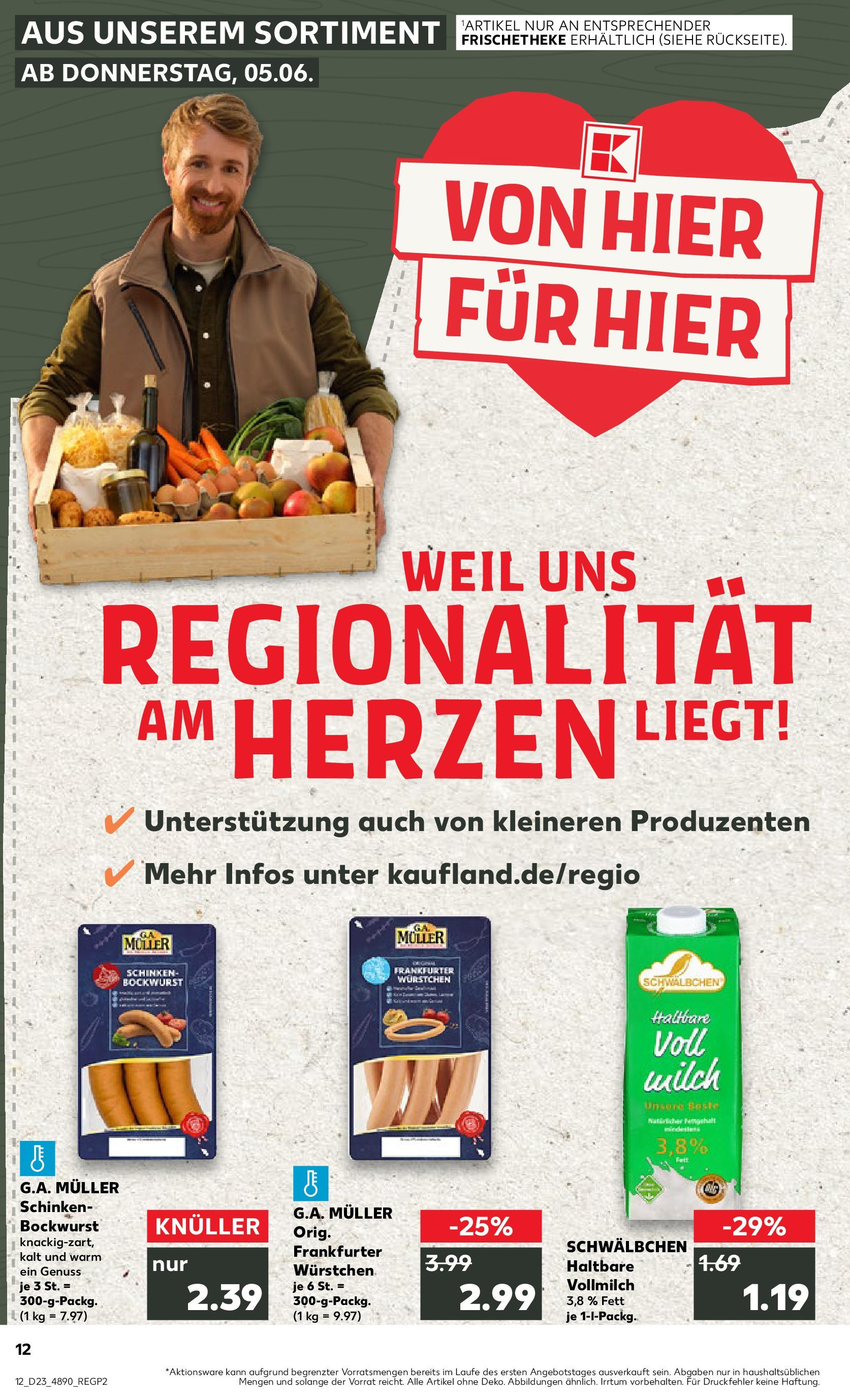 Prospekt Kaufland ab 05.06.2025 » Angebote und Werbung Online | Seite: 12 | Produkte: Bockwurst, Milch, Schinken Prospekt Kaufland ab 05.06.2025 » Angebote Online zum Blättern | Seite: 12 | Produkte: Bockwurst, Milch, Schinken