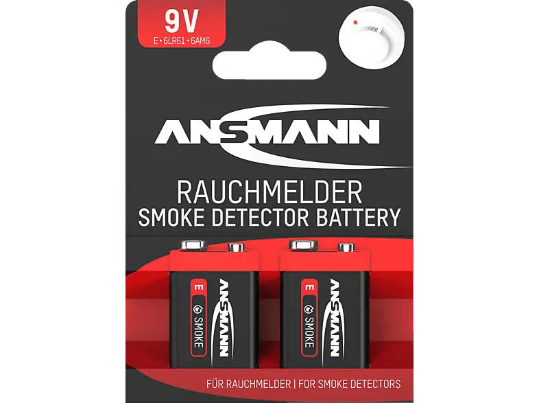 Ansmann Alkaline für Rauchmelder 9V-Block, 2er-Pack; Batterie