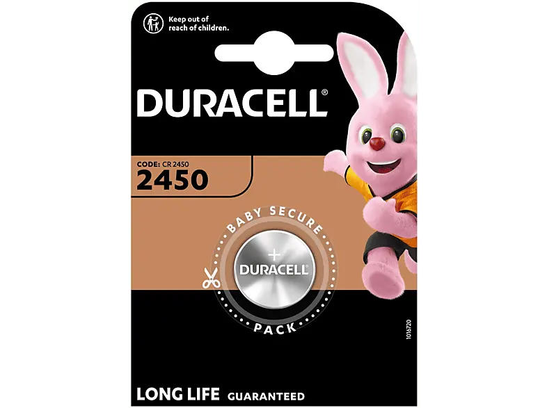 Duracell 2450 Lithium Knopfbatterie, Einzelpackung (DL2450/CR2450); Knopfzelle