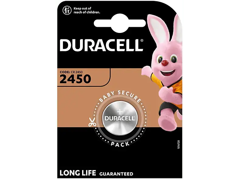 Duracell 2450 Lithium Knopfbatterie, Einzelpackung (DL2450/CR2450); Knopfzelle