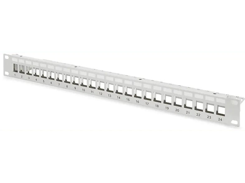 digitUS Modulares Patch Panel, geschirmt 24-Port, blank, 1HE, grau; Serverrack-Zubehör----Serverrack-Zubehör