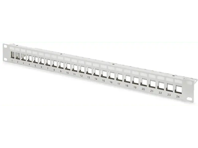 digitUS Modulares Patch Panel, geschirmt 24-Port, blank, 1HE, grau; Serverrack-Zubehör----Serverrack-Zubehör