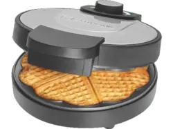 Clatronic WA 3492 Herz-Waffeleisen, Schwarz/Edelstahl, 1000 Watt