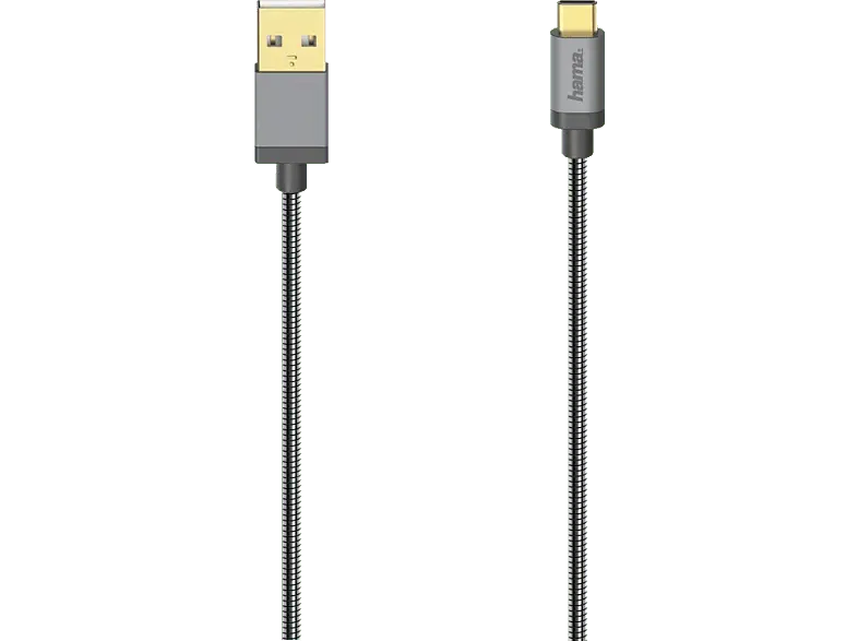 HAMA USB-C-Kabel, USB 2.0, 480 Mbit/s, Metall, 0,75 m